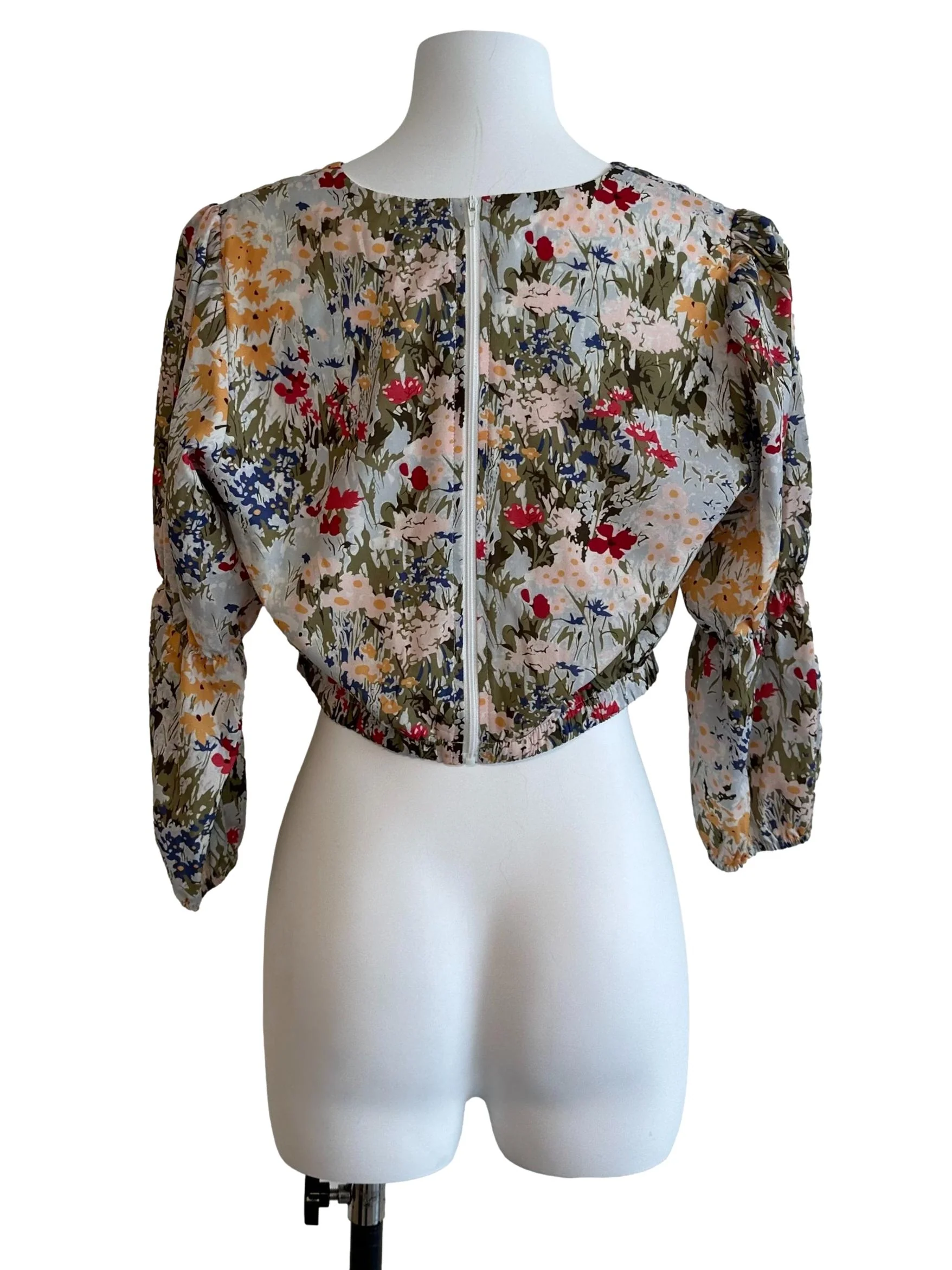 Multicolour Floral Pattern V Neck Top - Image 2