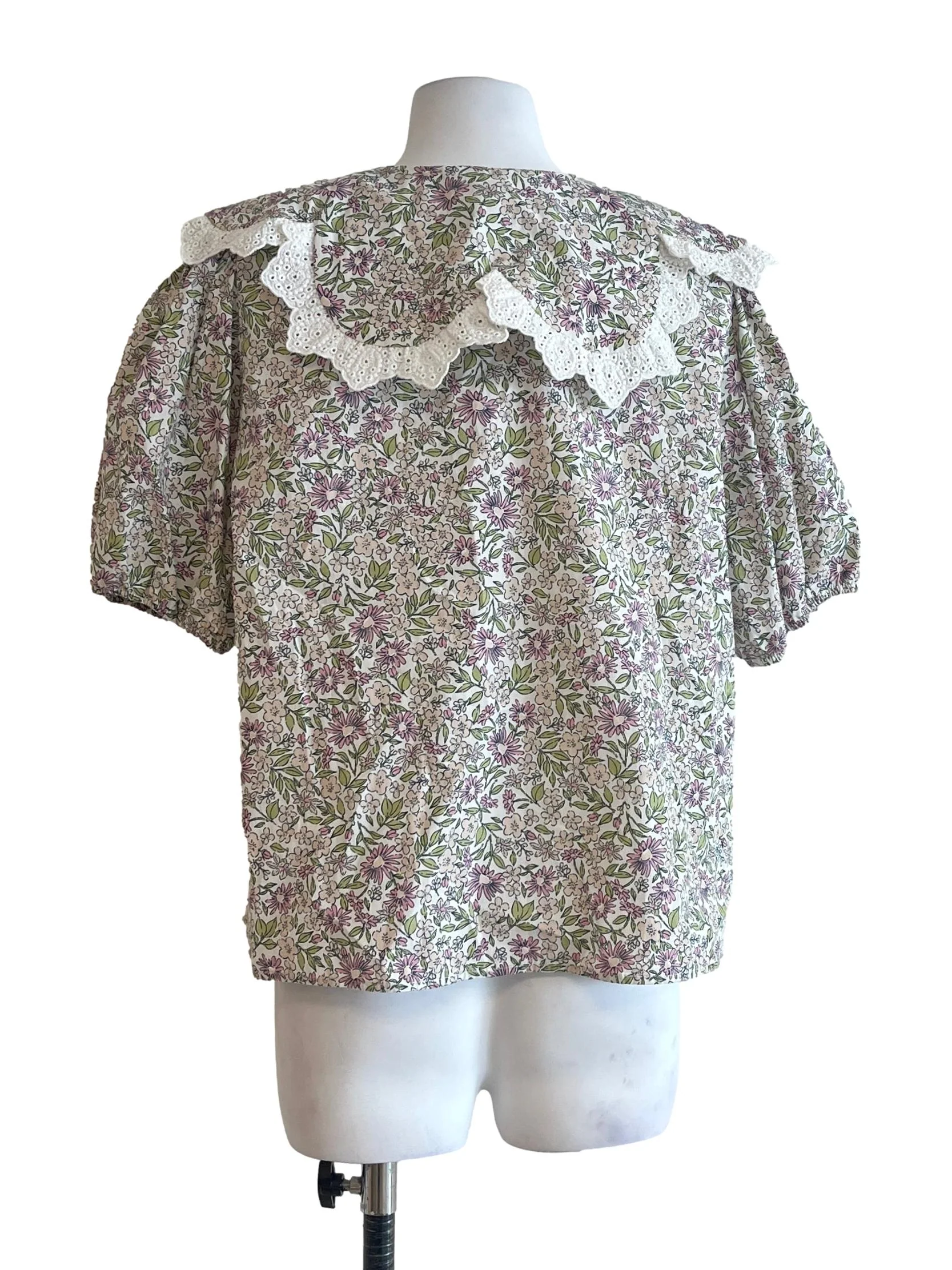 Multicolour Flower Print Short Sleeve Blouse - Image 2