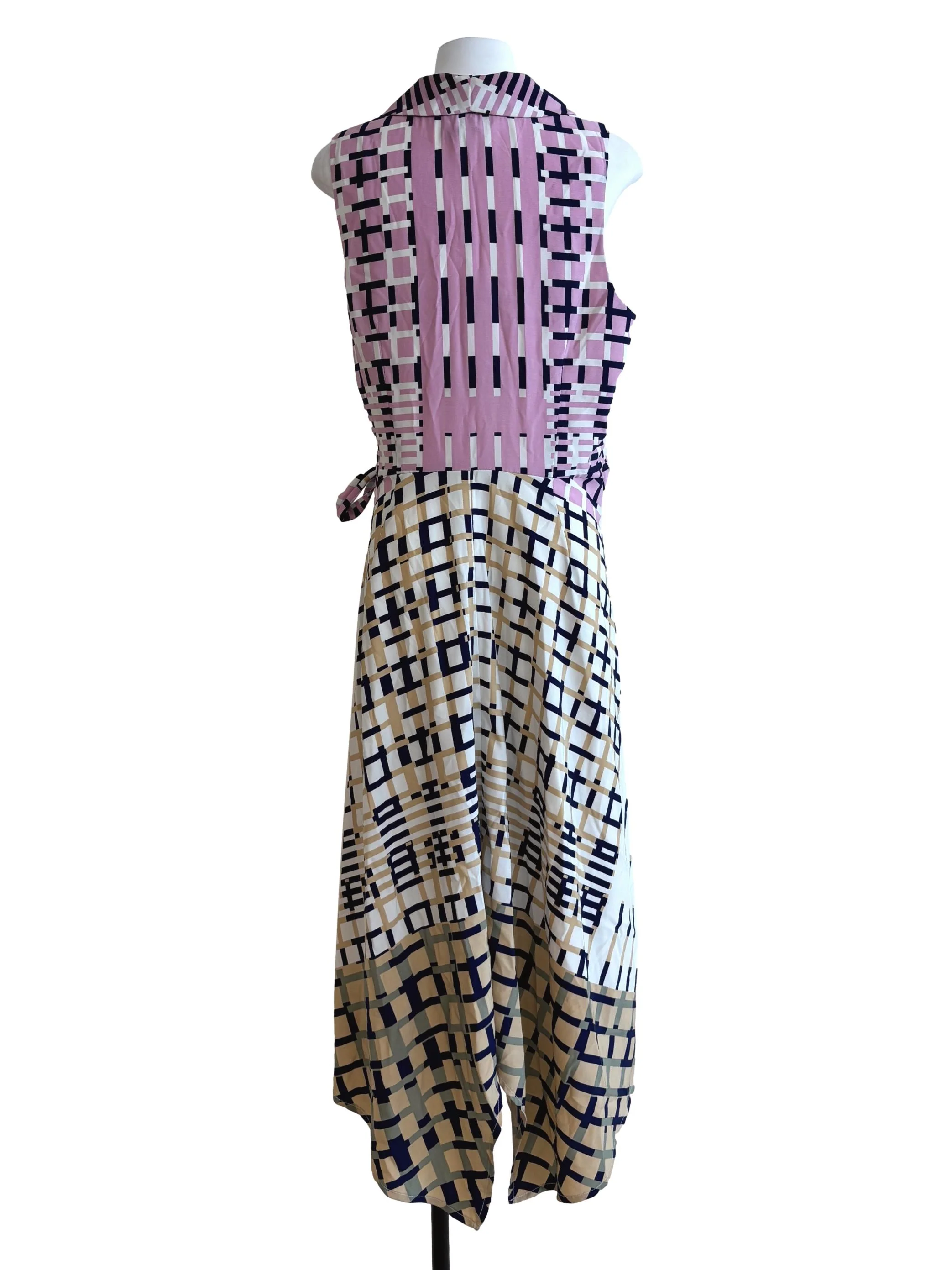 Multicolour Pink Patterned Wrap Dress - Image 2