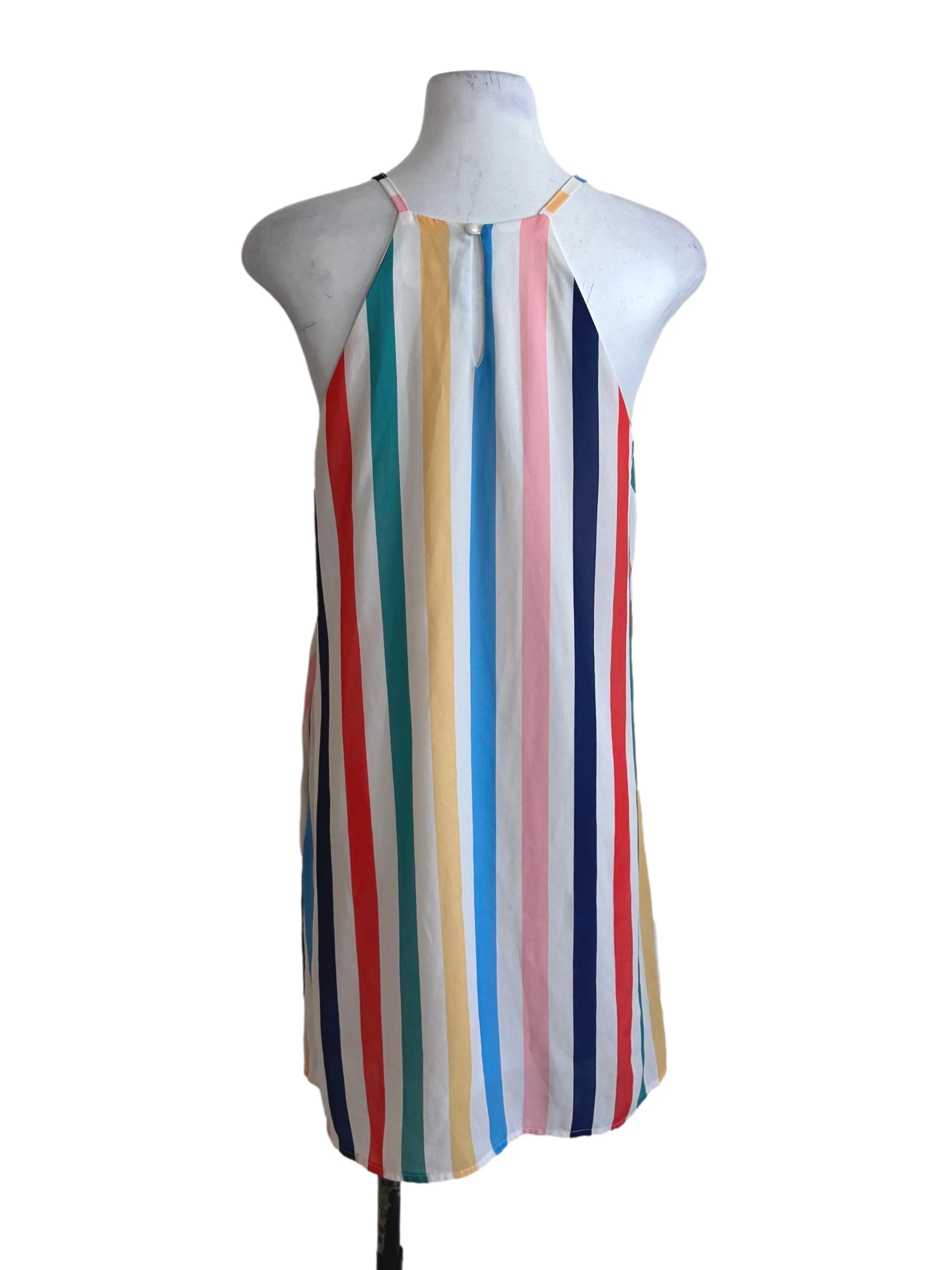 Multicolour Stripe Pattern Round Neck Dress - Image 2