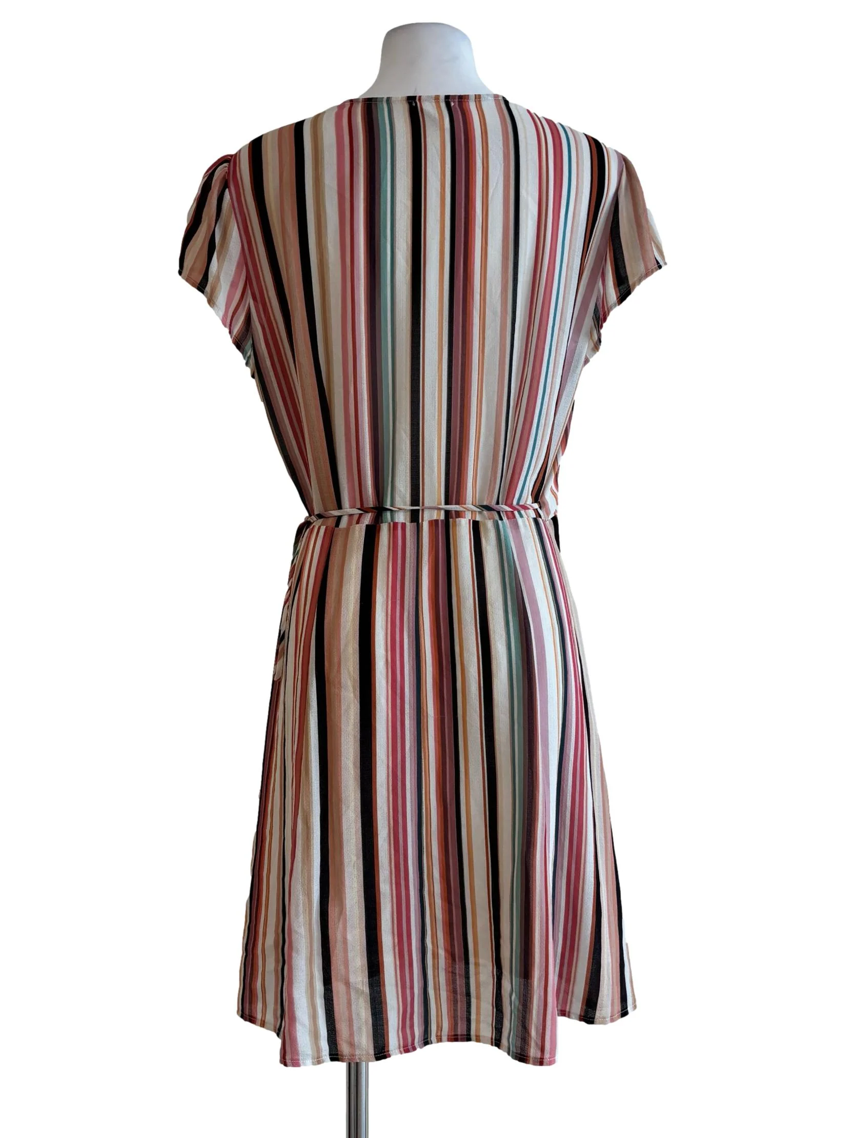 Multicolour Striped Wrap Dress - Image 2