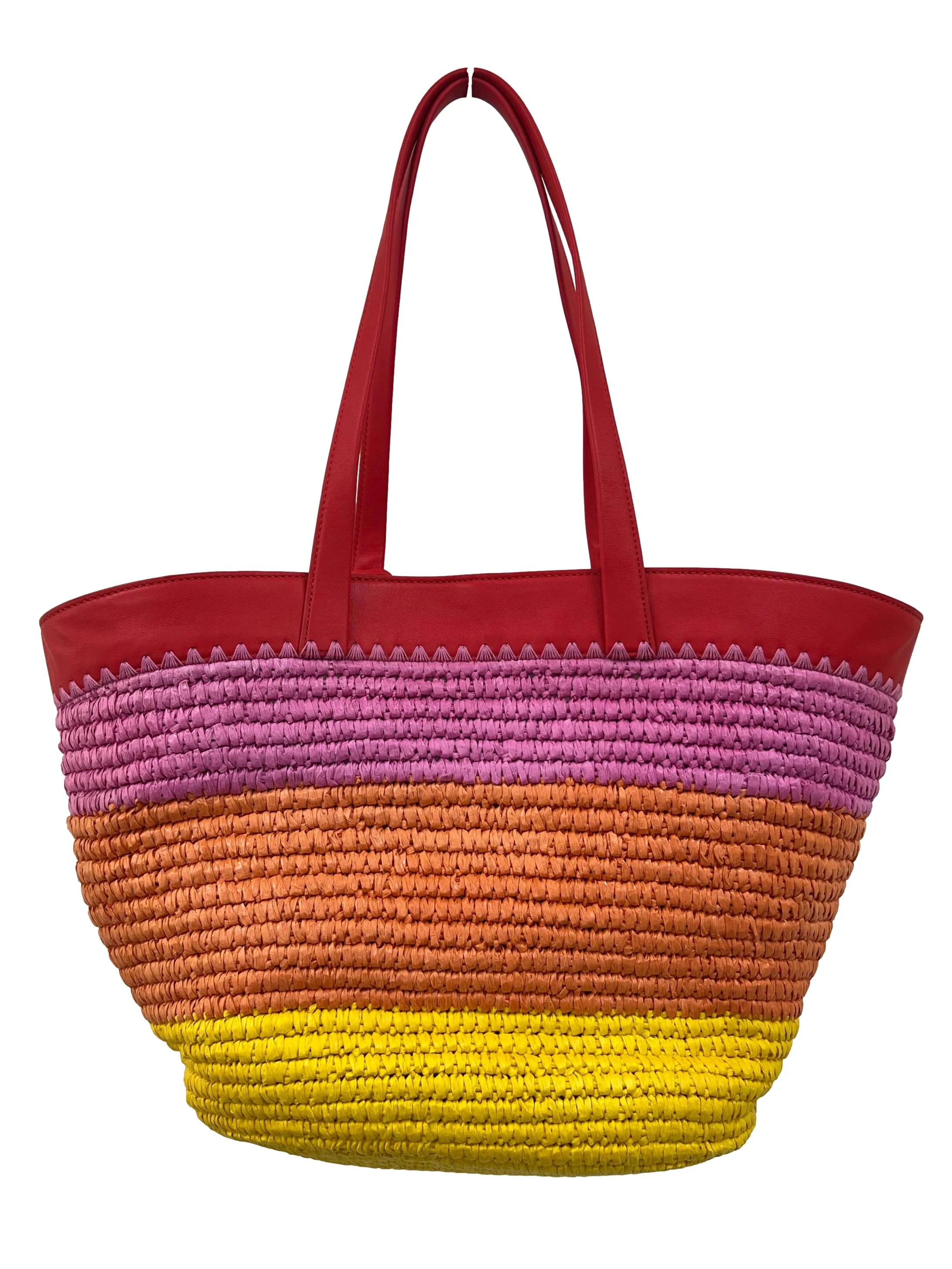 Multicoloured The Pier Striped Straw Medium Tote - Image 3