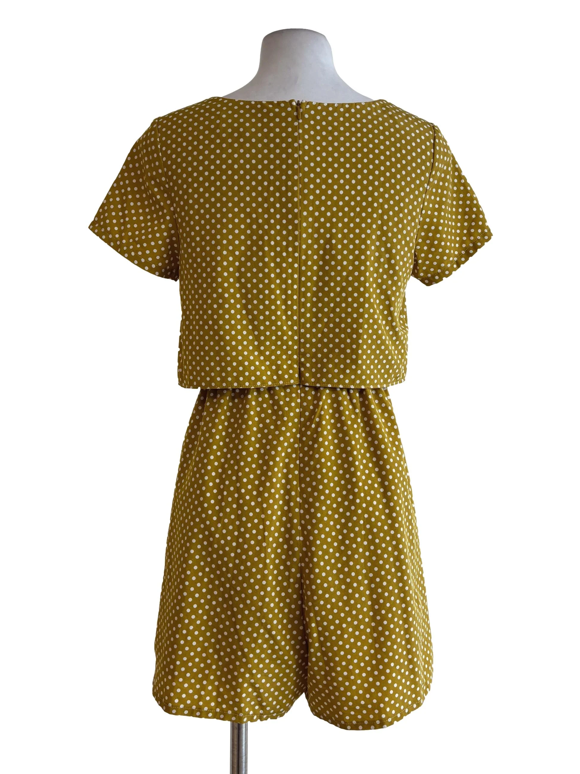 Mustard Green Polka Dot Rompers - Image 2