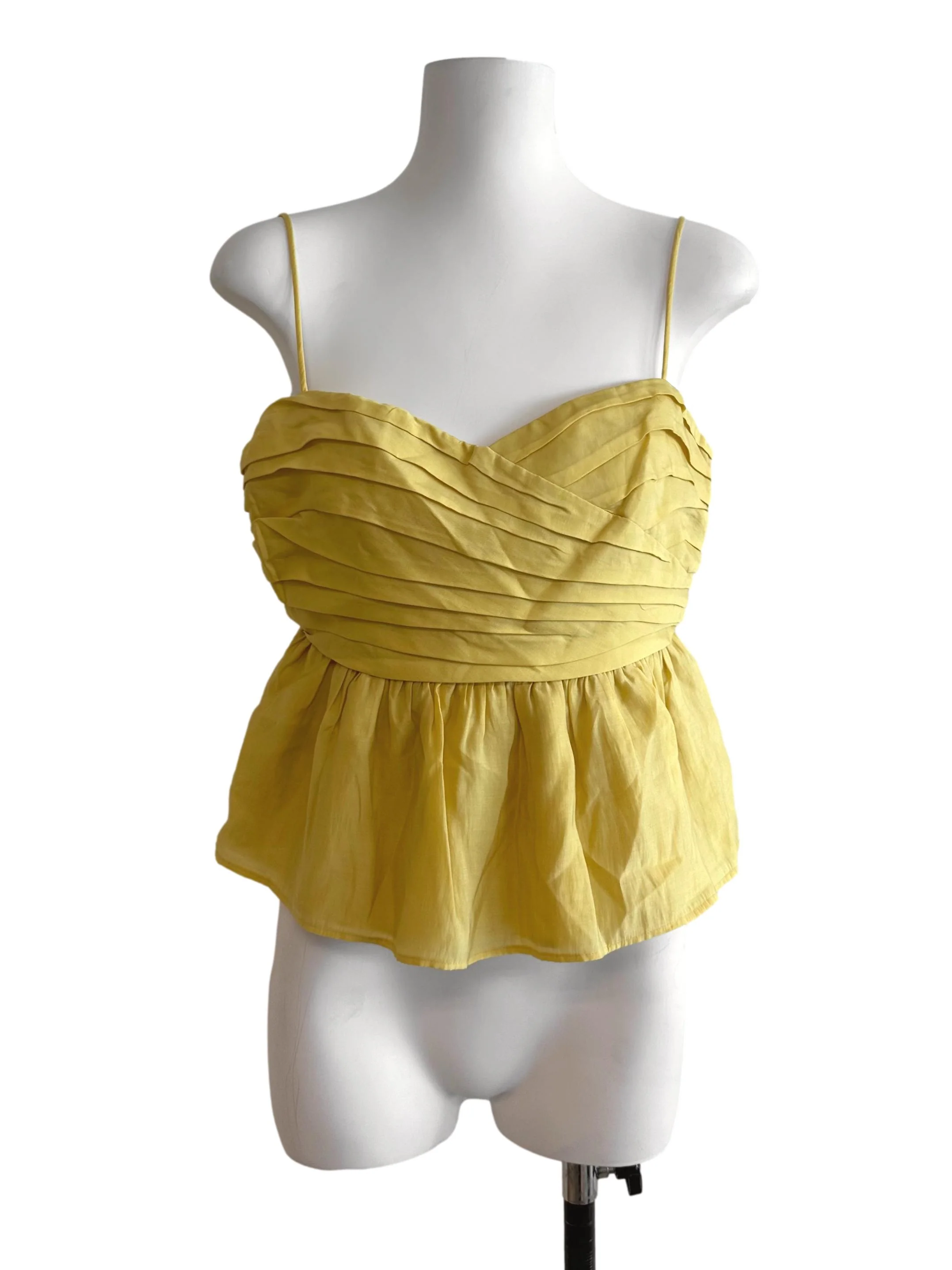 Mustard Yellow Pleated Peplum Top LB