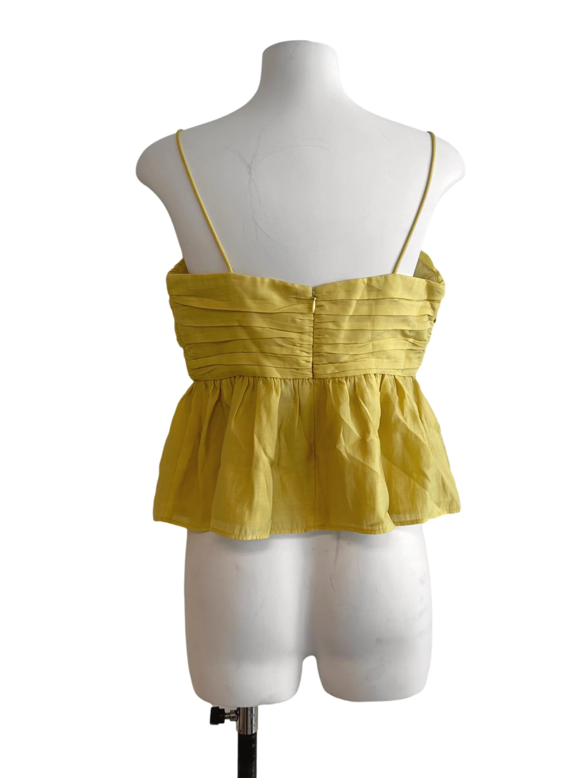 Mustard Yellow Pleated Peplum Top LB - Image 2