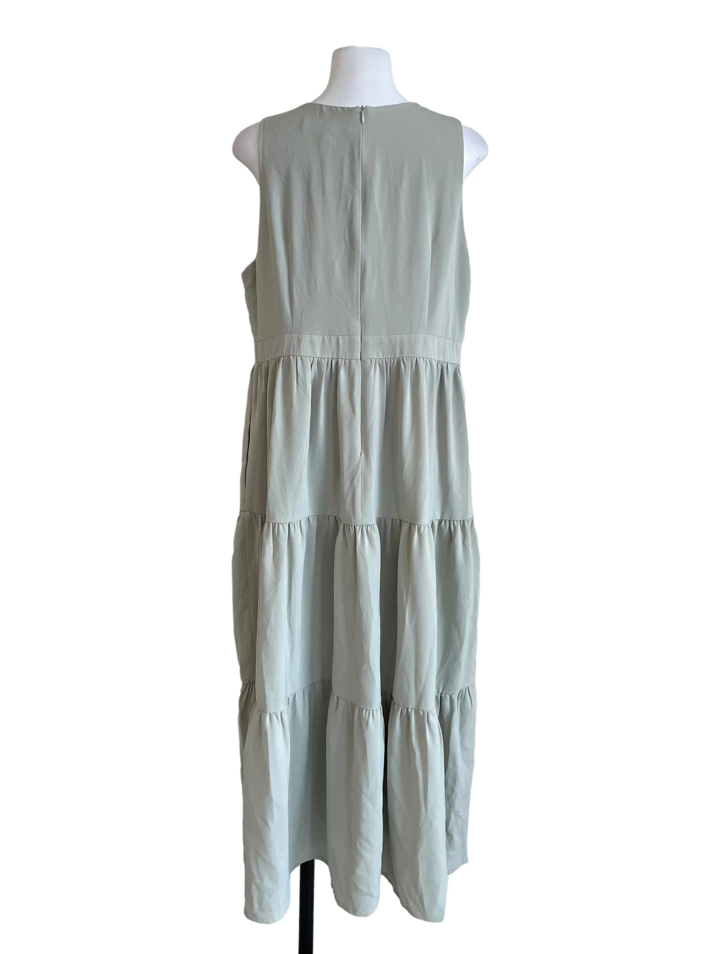 Muted Green Tiered Apron Dress - Image 2
