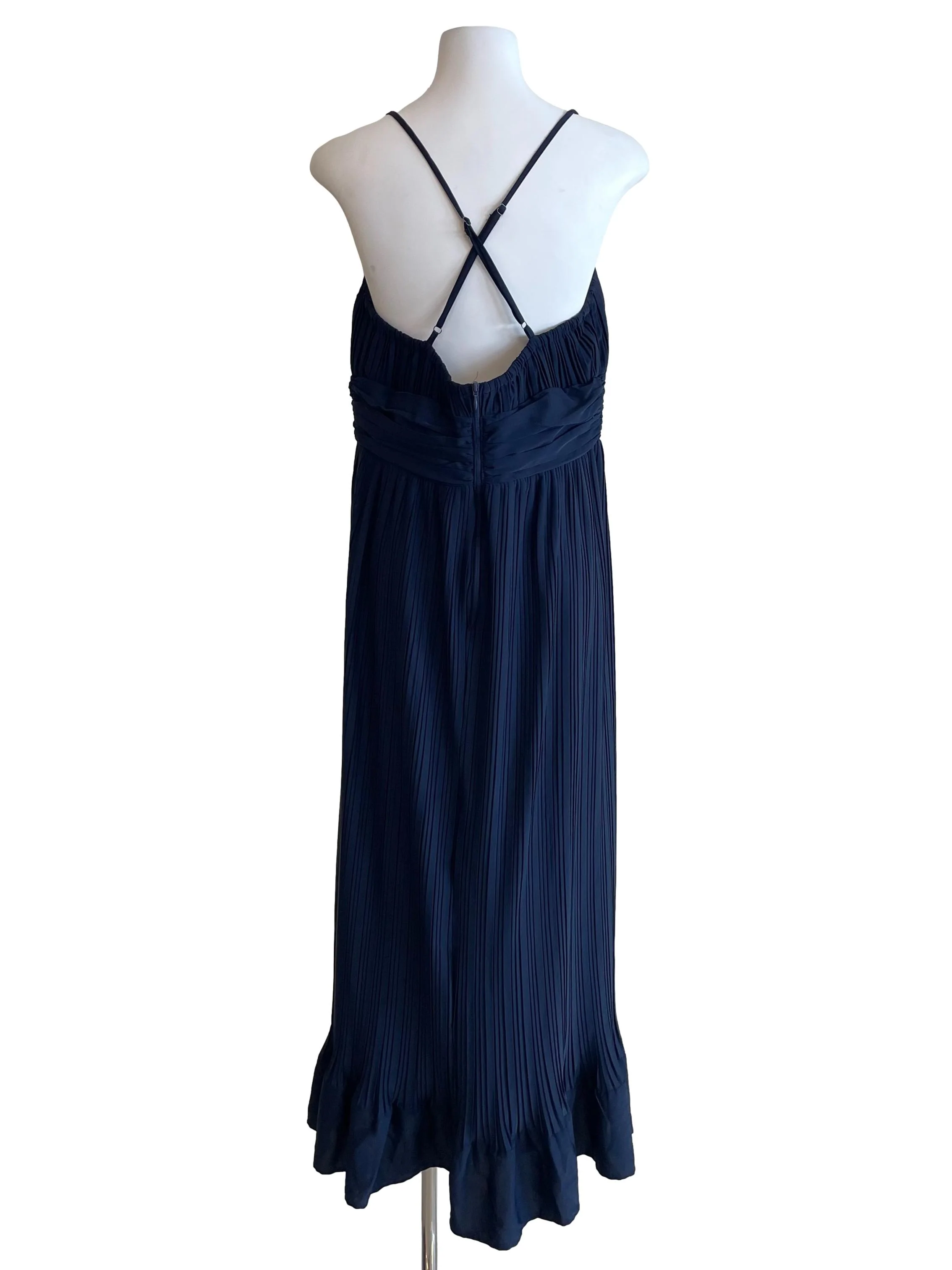 Navy Accordion Halter Neck Slip Dress - Image 2