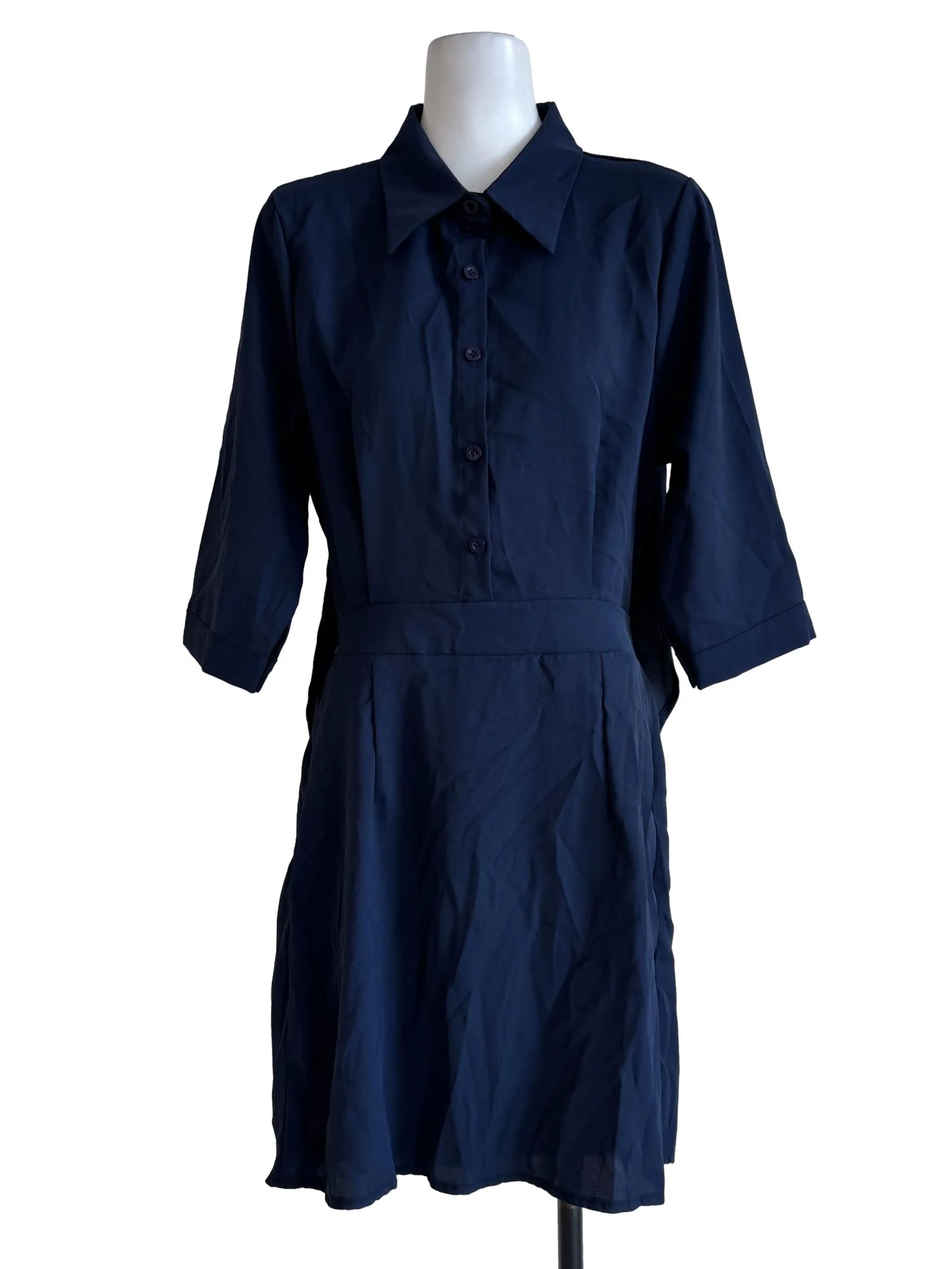 Navy Blue Collared Dress