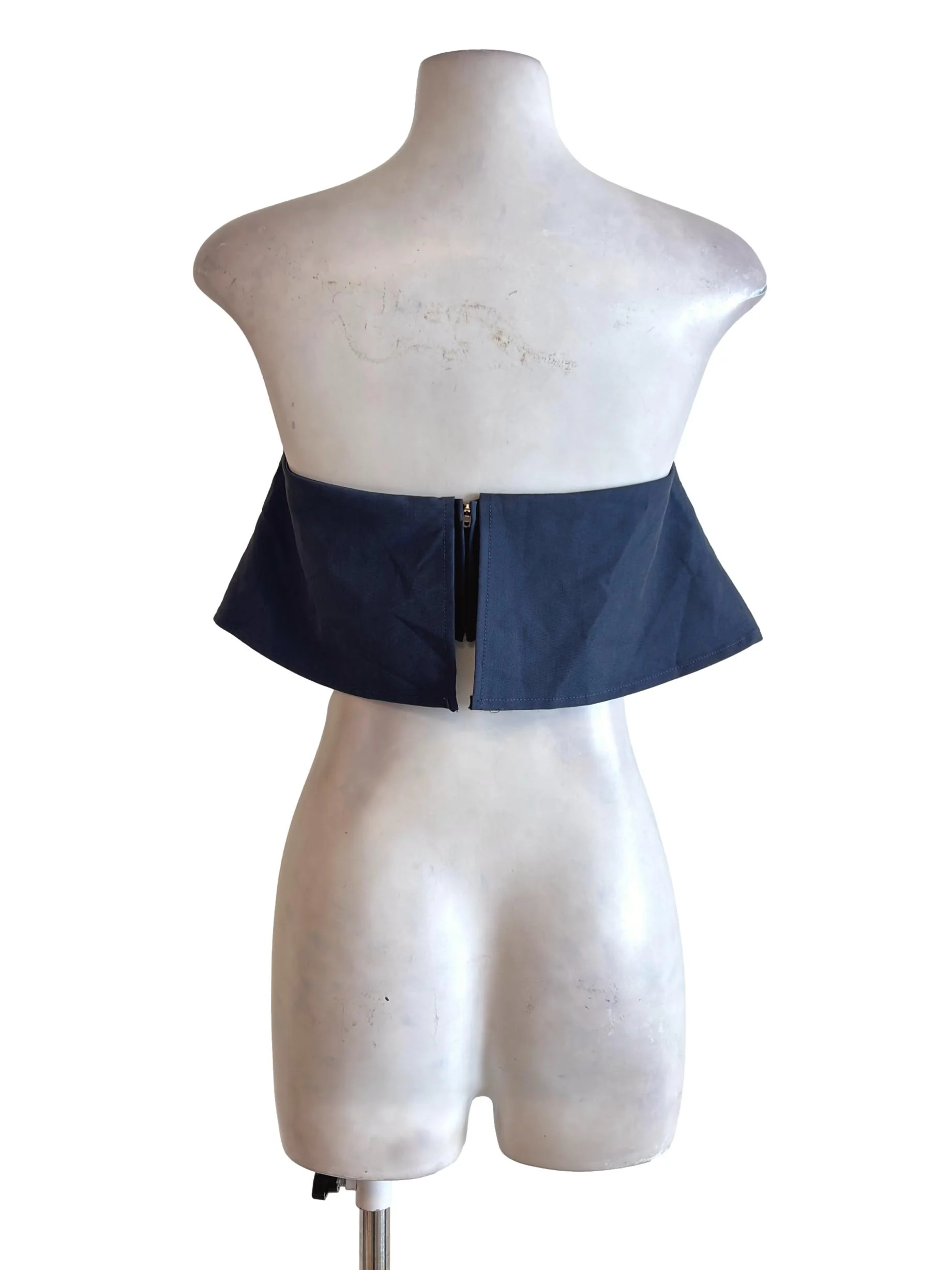 Navy Blue Cropped Strapless Top YHF - Image 2