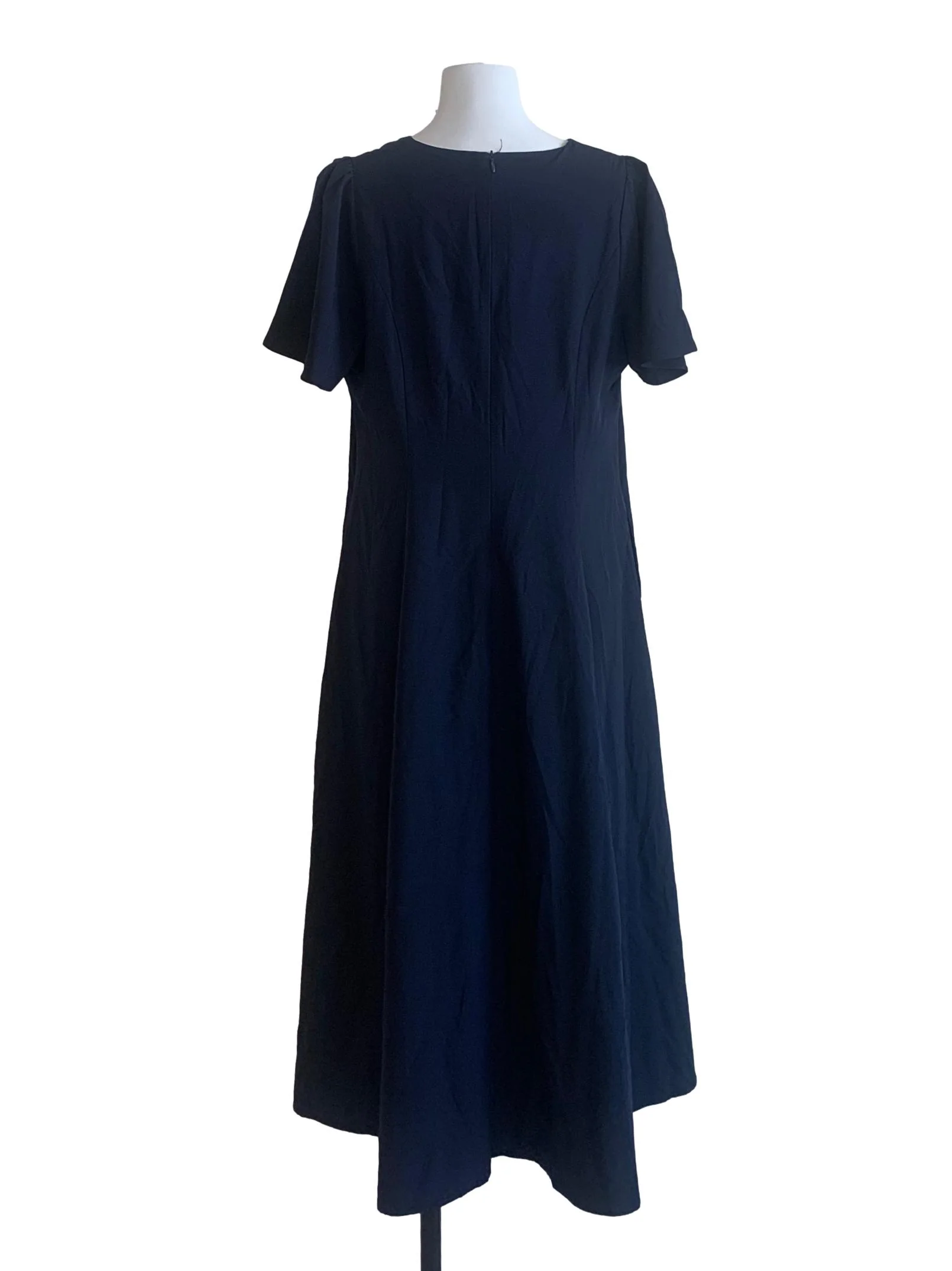 Navy Blue Deep V Neck Dress - Image 2