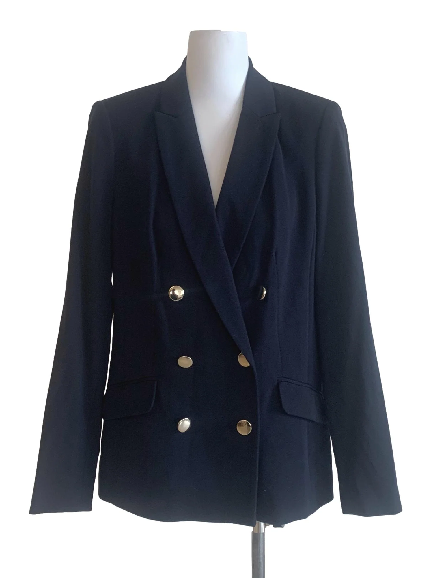 Navy Blue Double Breasted Three Lines Blazer