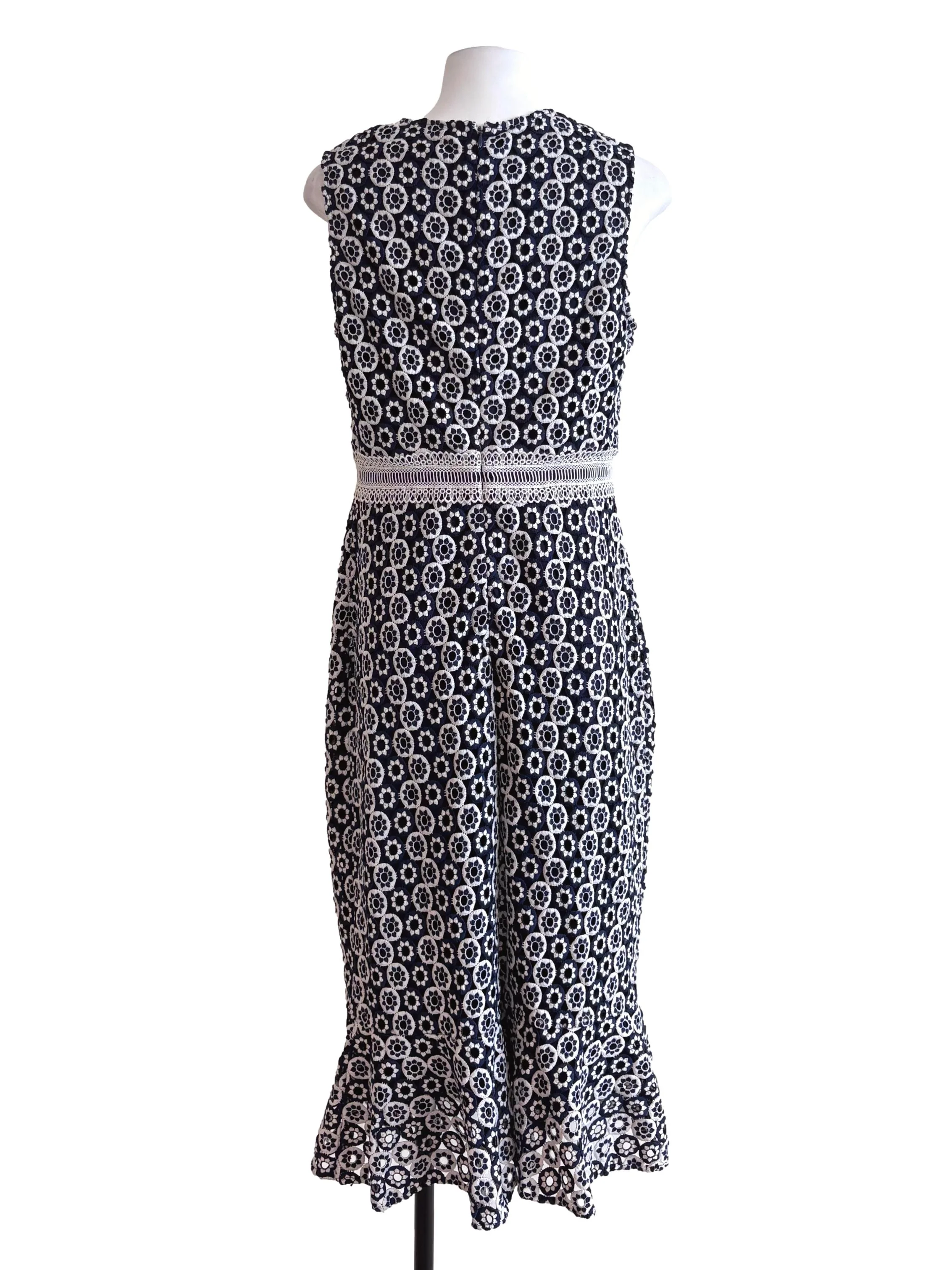 Navy Blue Embroidered Midi Dress - Image 2