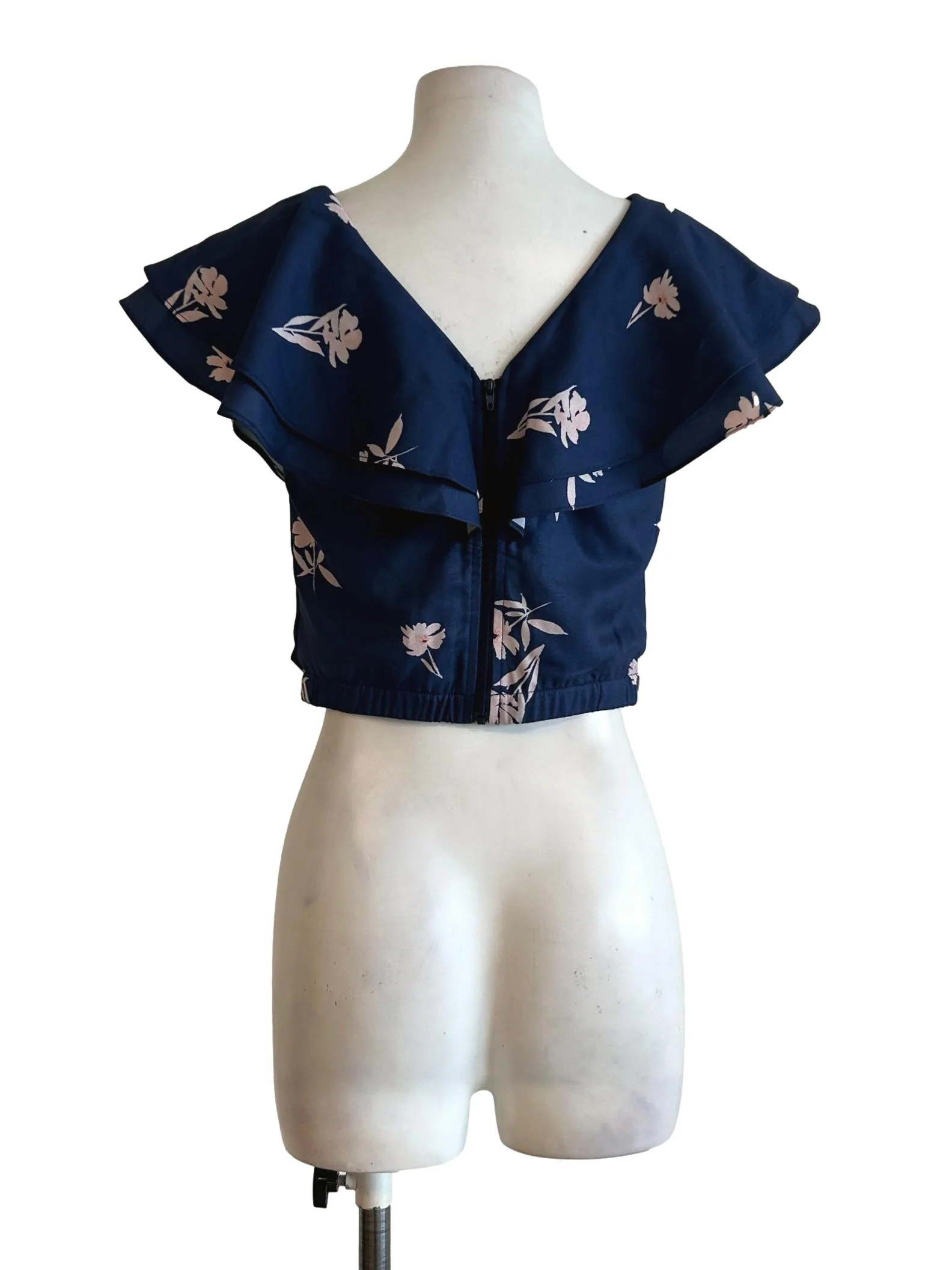 Navy Blue Floral Blouse TCL - Image 2