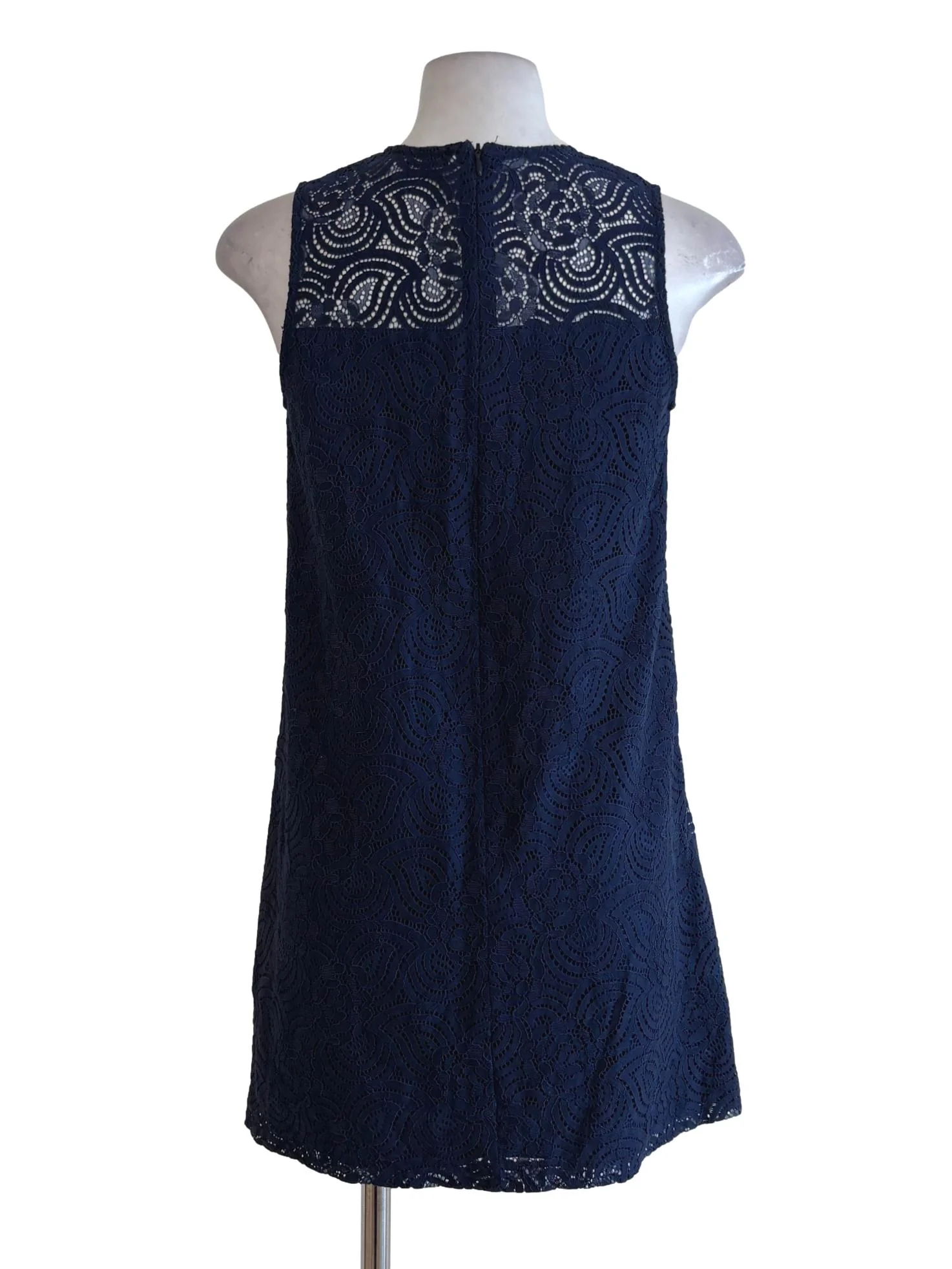 Navy Blue Floral Lace Dress - Image 2