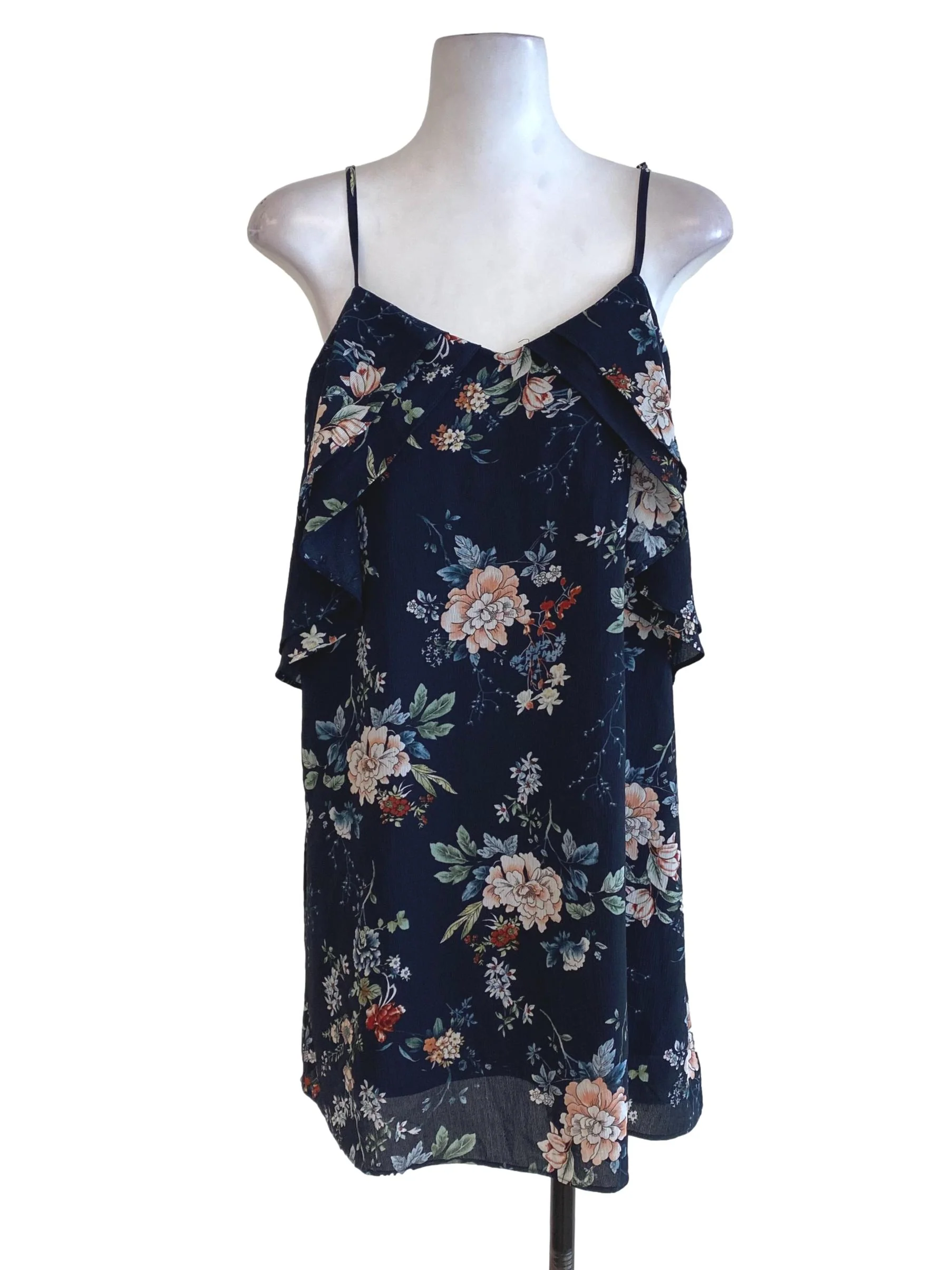 Navy Blue Floral Mini Dress