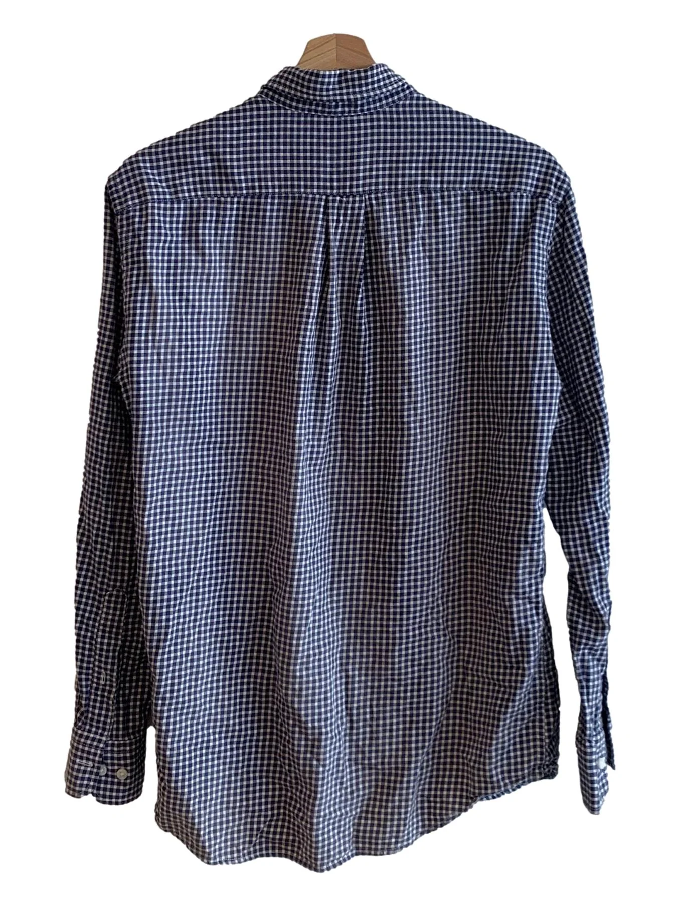 Navy Blue Gingham Button Down Shirt - Image 2