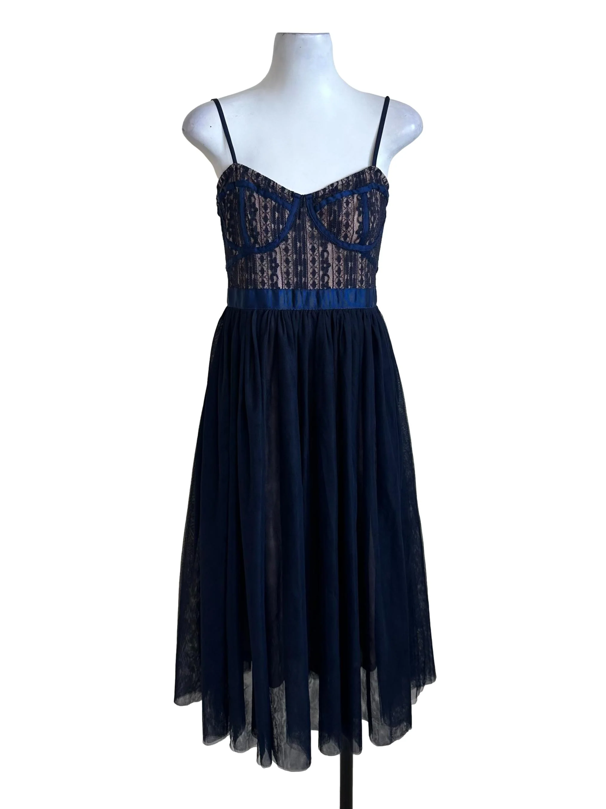 Navy Blue Lace Net Tutu Dress
