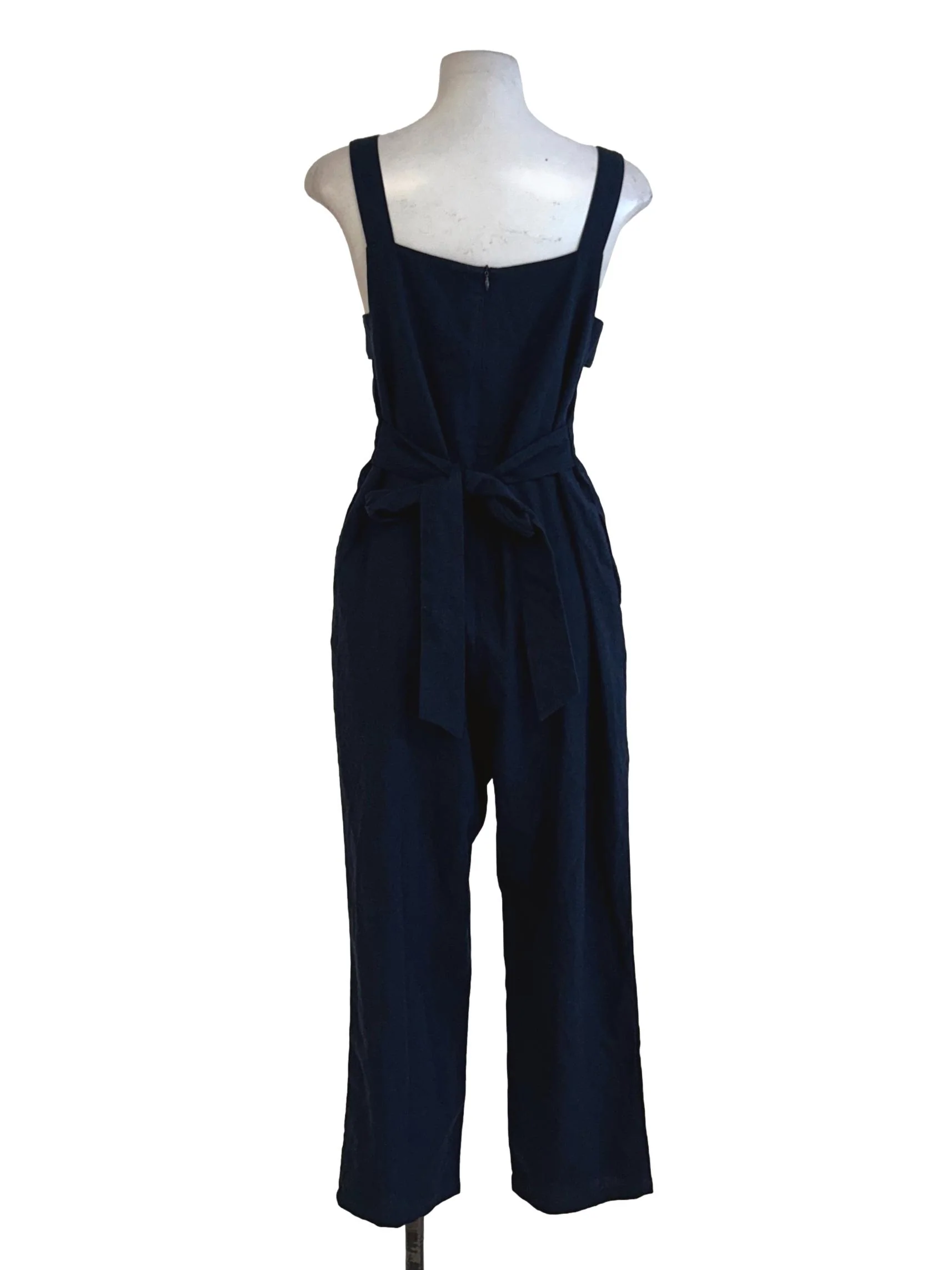 Navy Blue Linen Overalls - Image 2