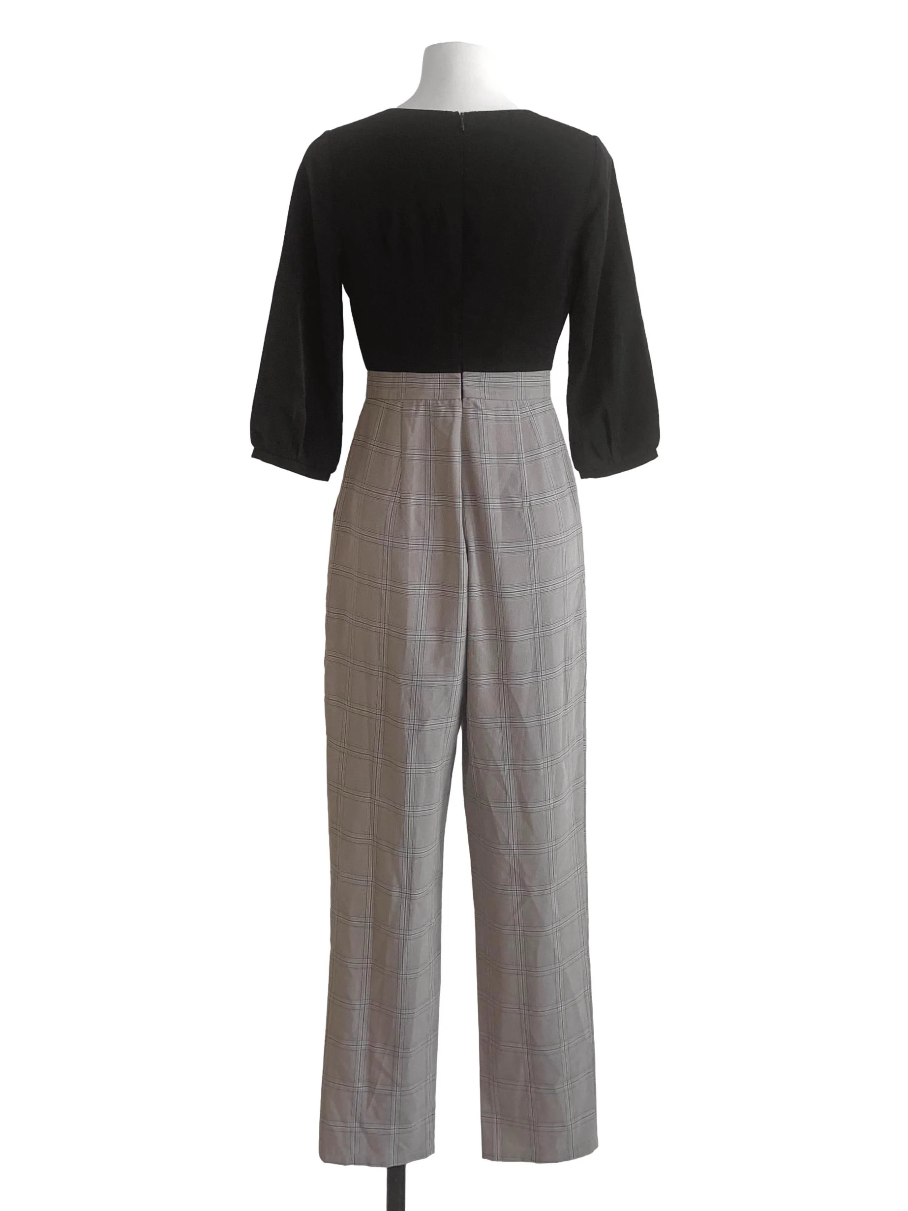 Navy Blue Pattern V Neck Jumpsuit LB - Image 2