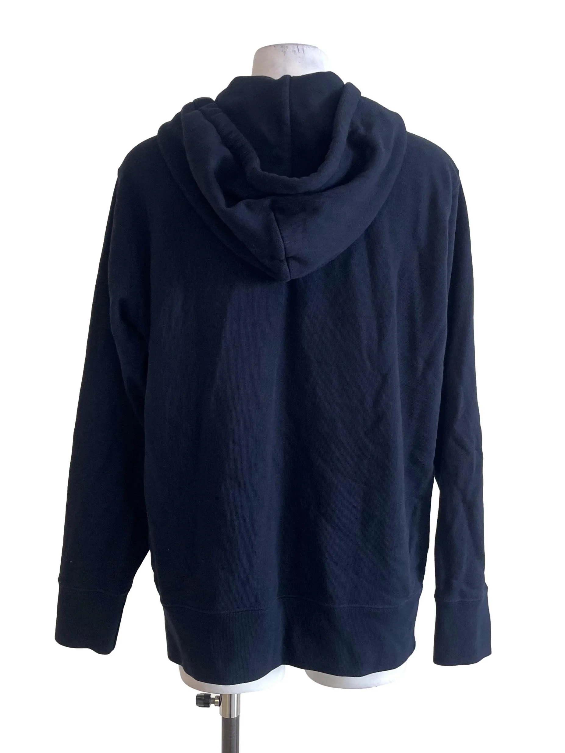 Navy Blue Ribbed Hooded Jacket - Image 2