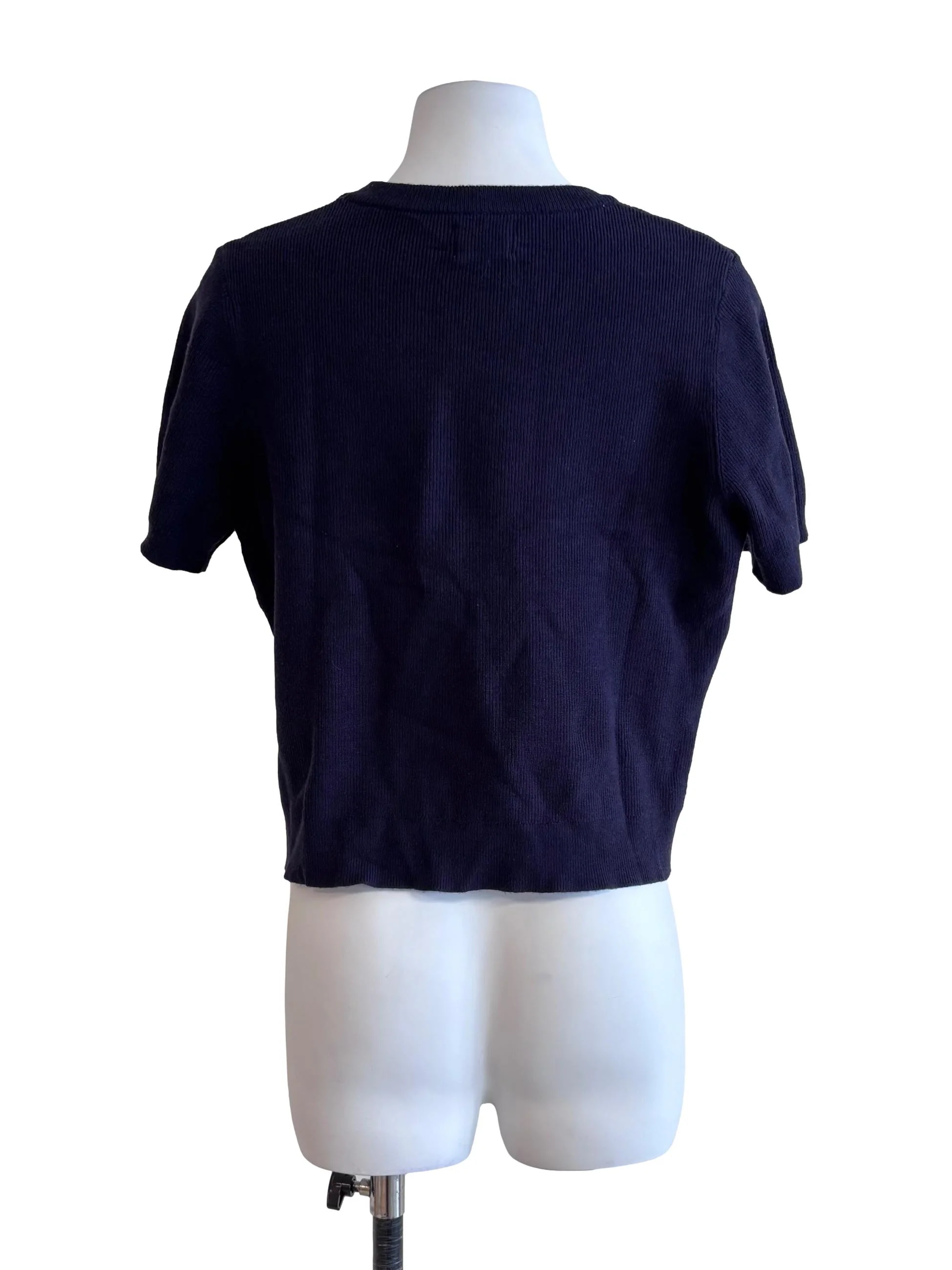 Navy Blue Ribbon Detail Top - Image 2