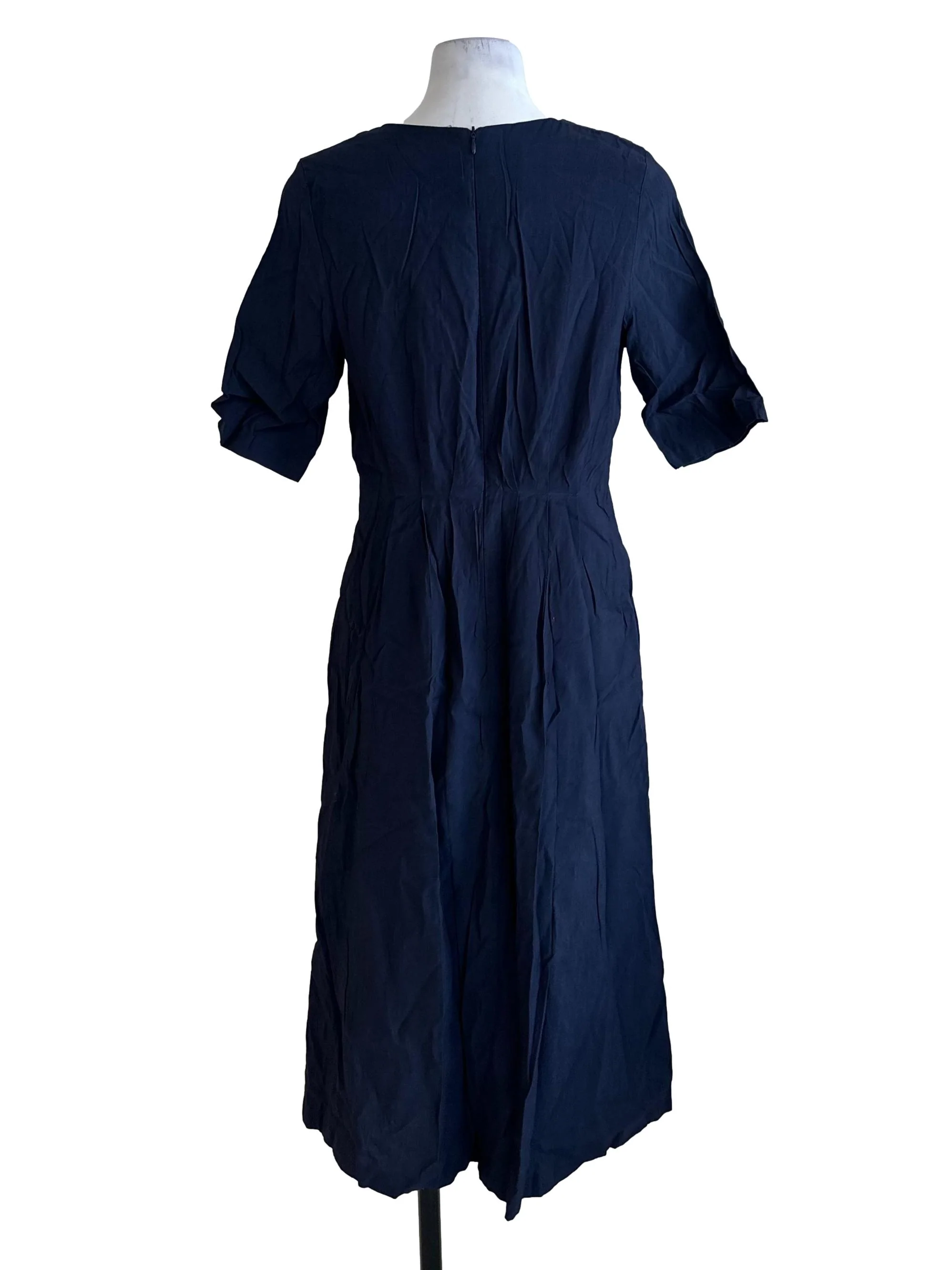 Navy Blue Round Neck Sheath Dress - Image 2