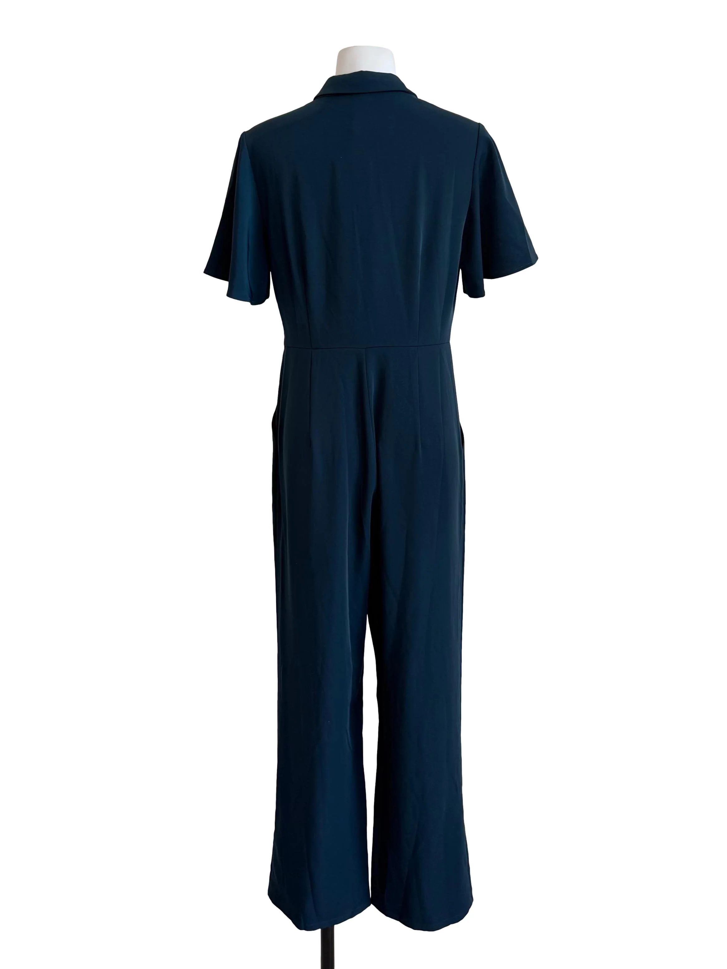 Navy Blue Short Sleeves Shirt Jumpsuit - Image 2