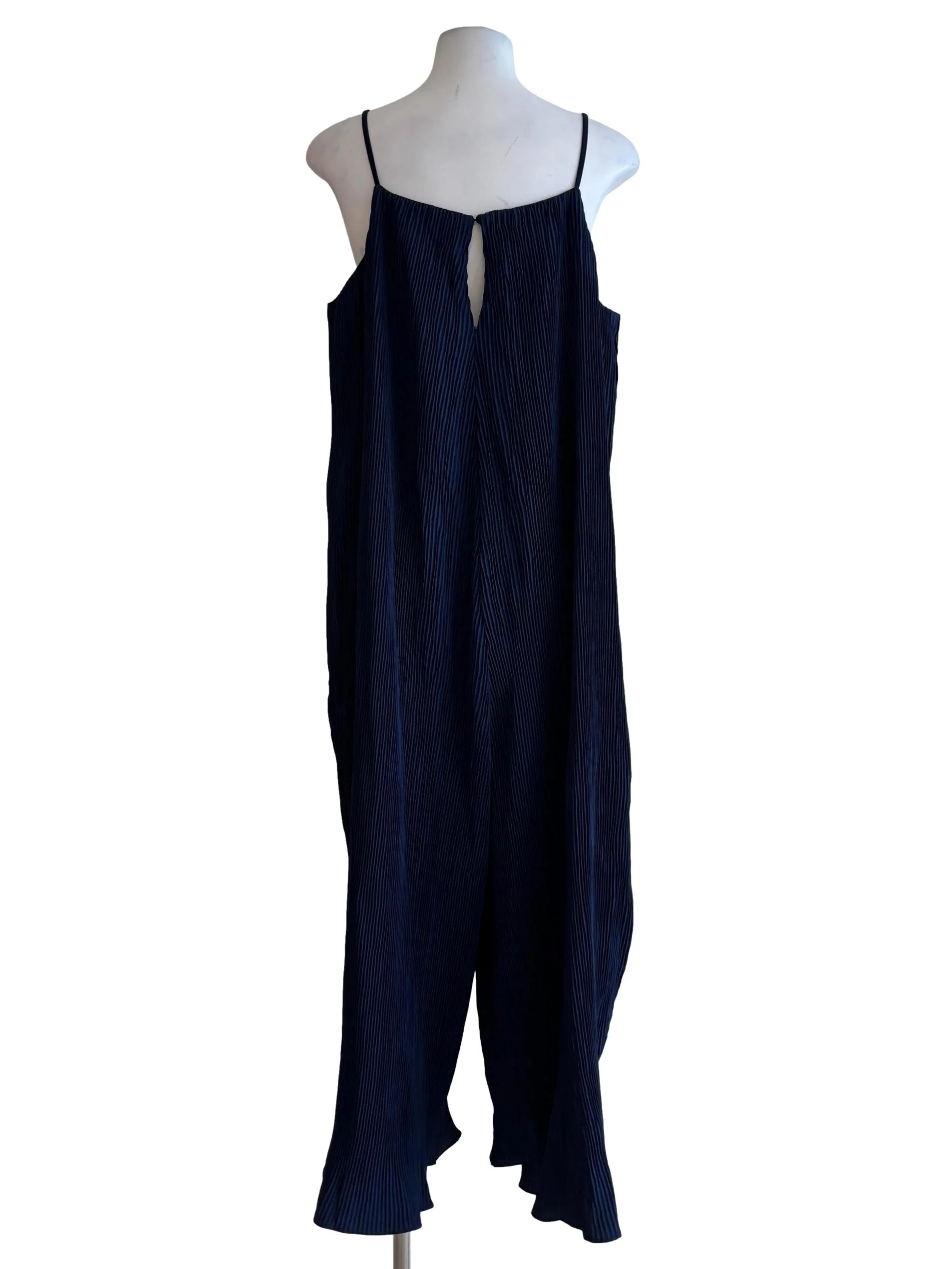Navy Blue Sleeveless Pleated Jumpsuit - Image 2