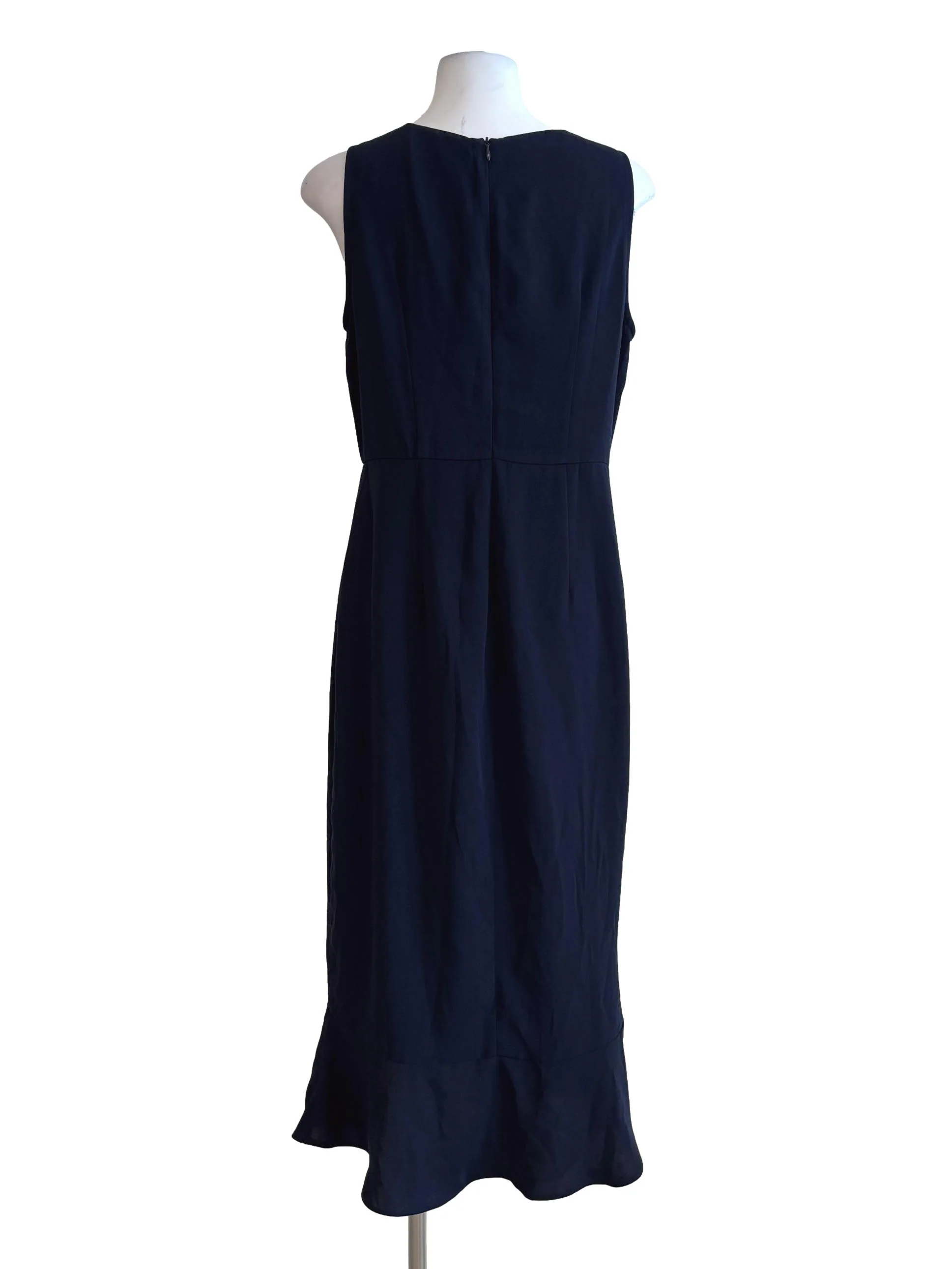 Navy Blue Sleeveless Ruffle Pencil Dress - Image 2