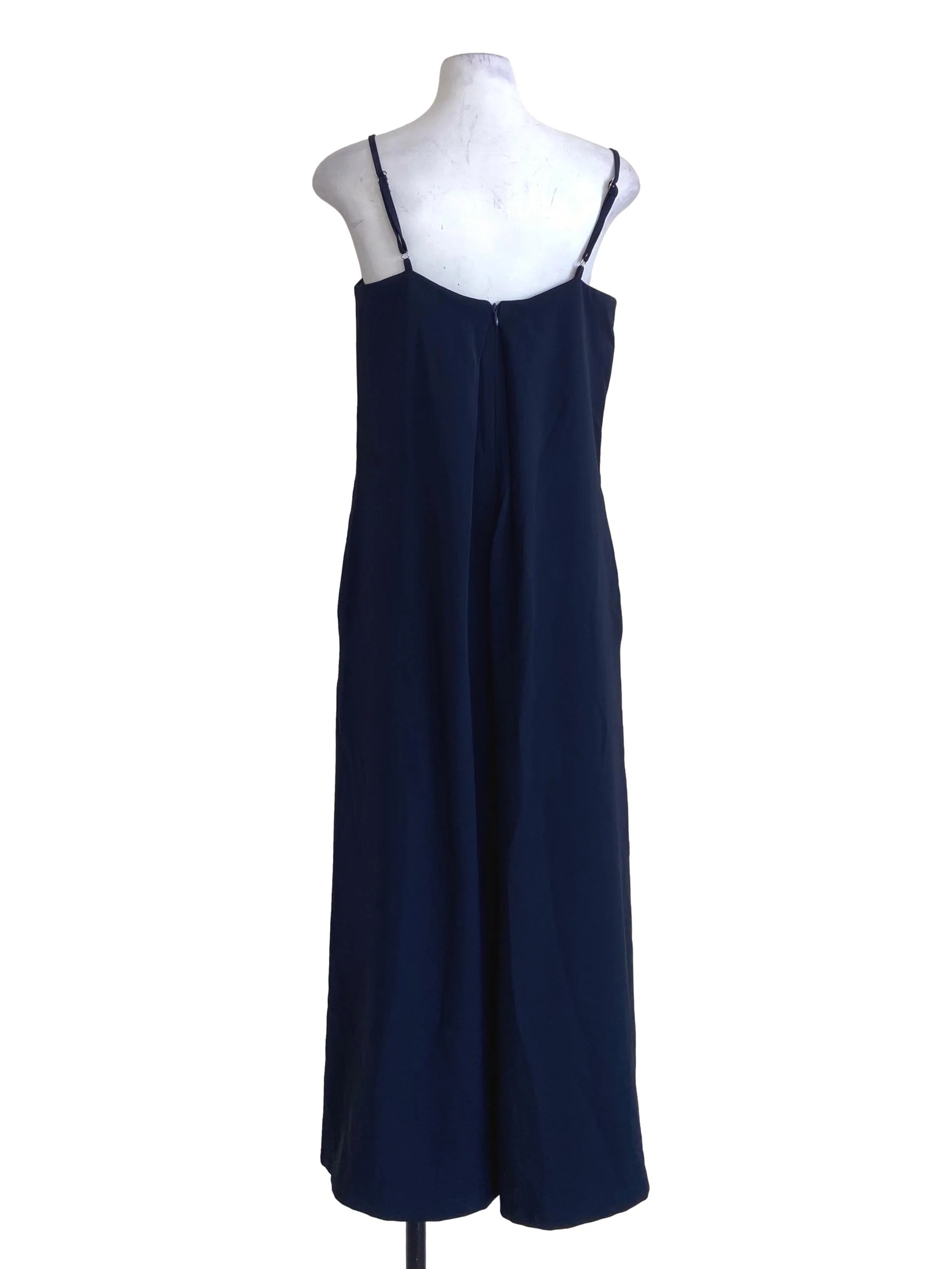 Navy Blue Spaghetti Straps Twill Jumpsuit - Image 2