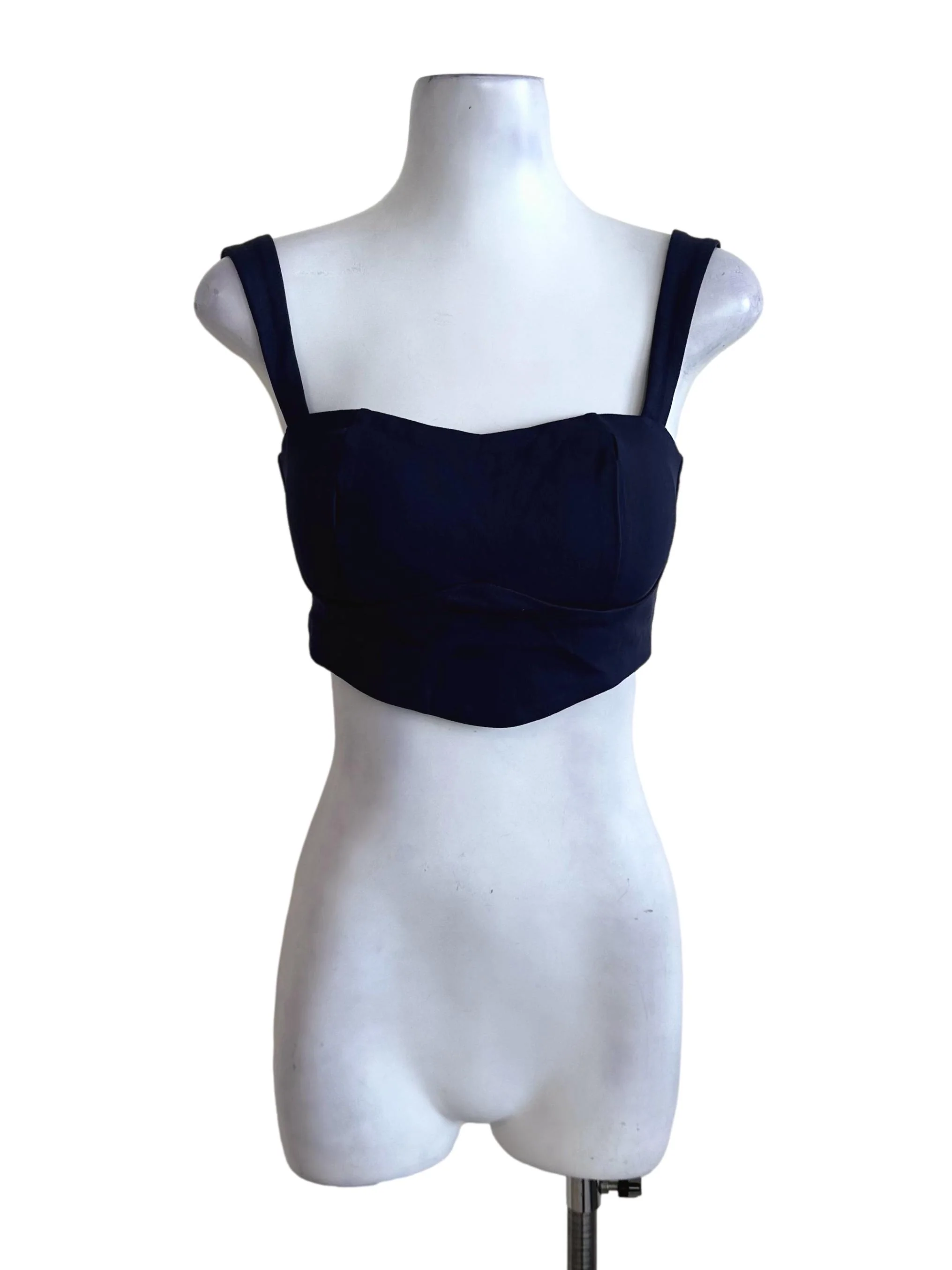 Navy Blue Square Neck Crop Top