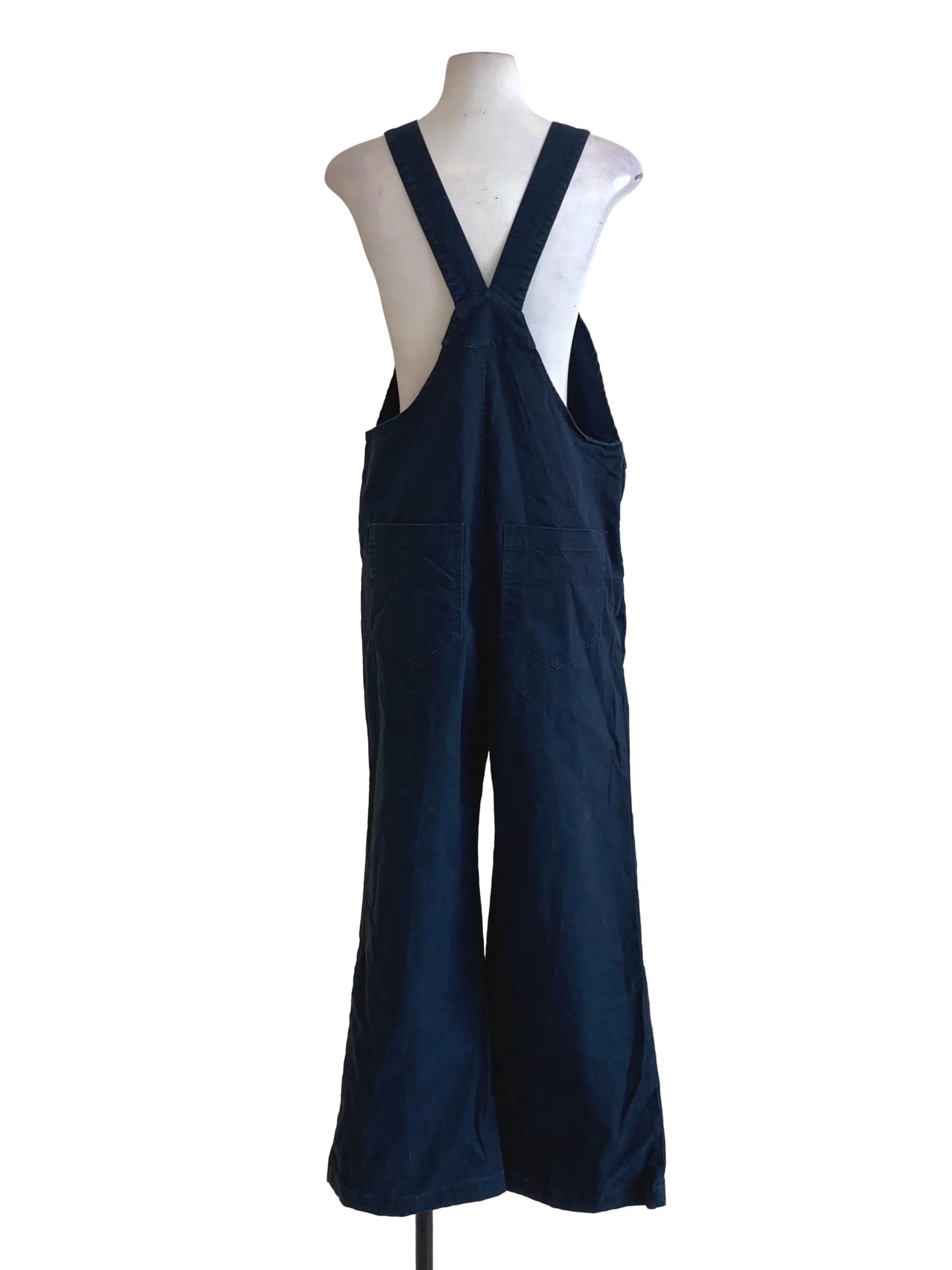 Navy Blue Square Neck Sheath Apron Jumpsuit - Image 2