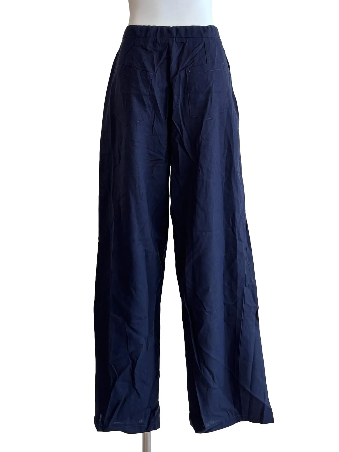 Navy Blue Straight Linen Pants - Image 2