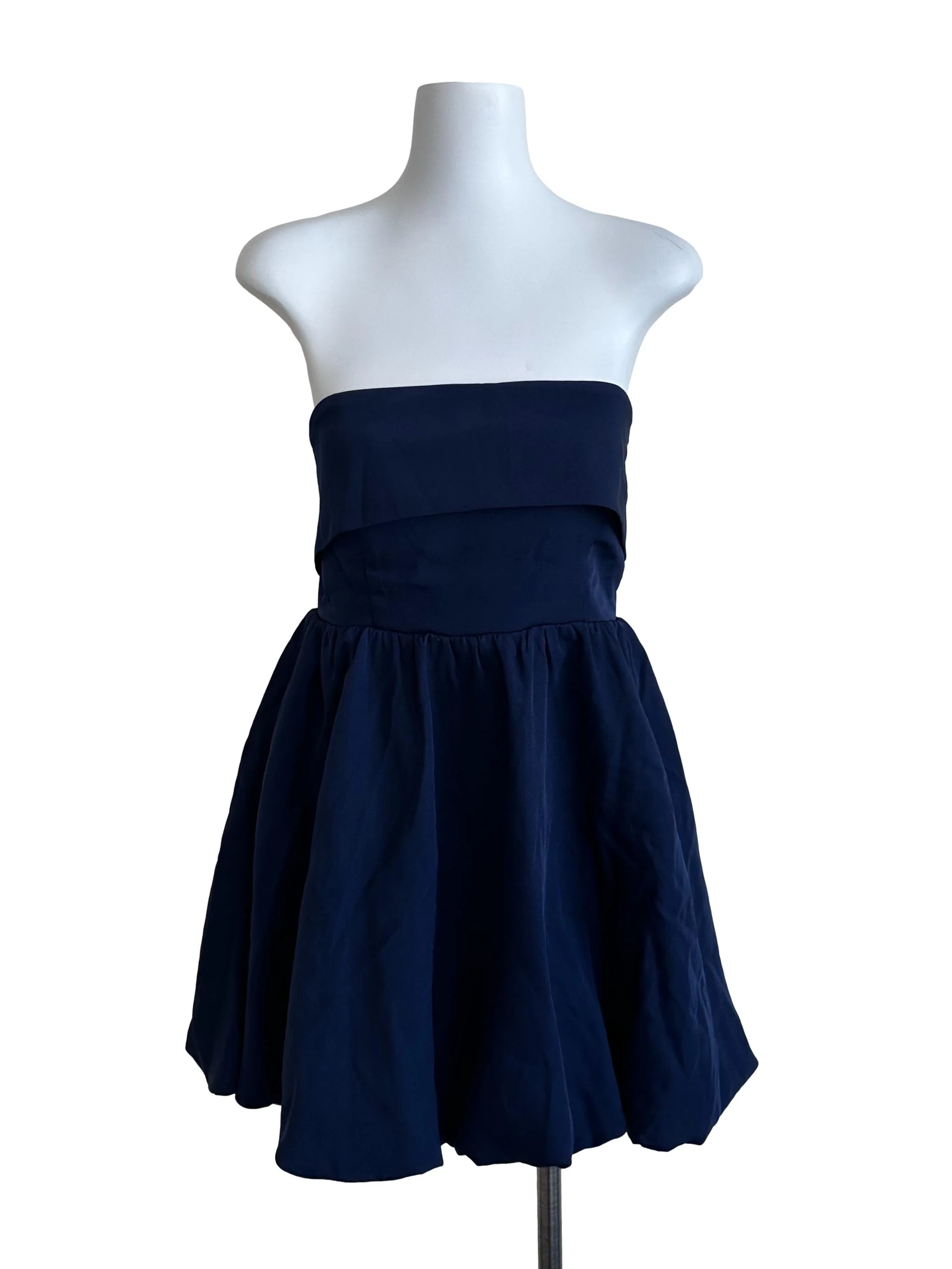 Navy Blue Strapless Bubble Dress