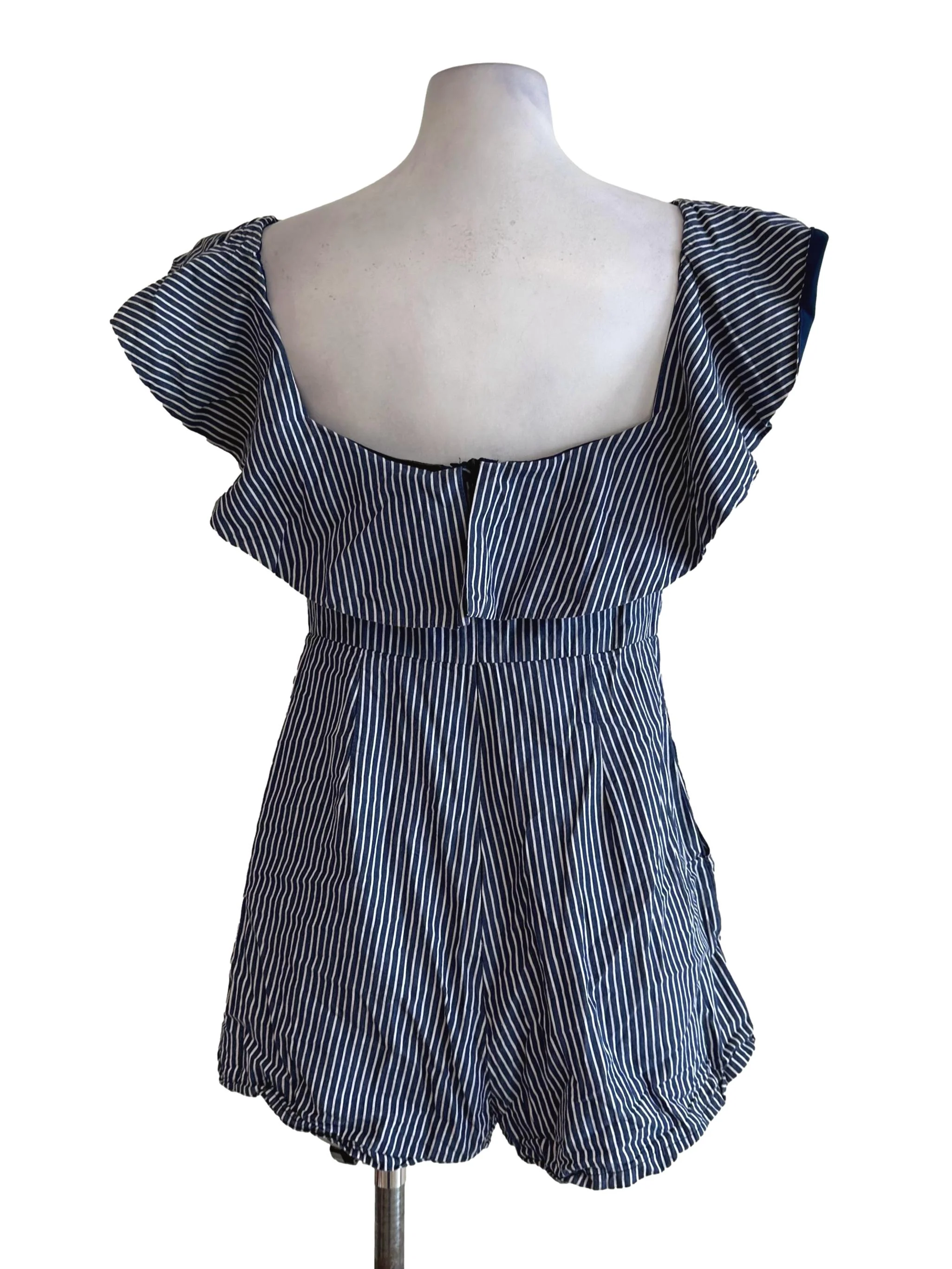 Navy Blue Stripe Pattern Rompers - Image 2