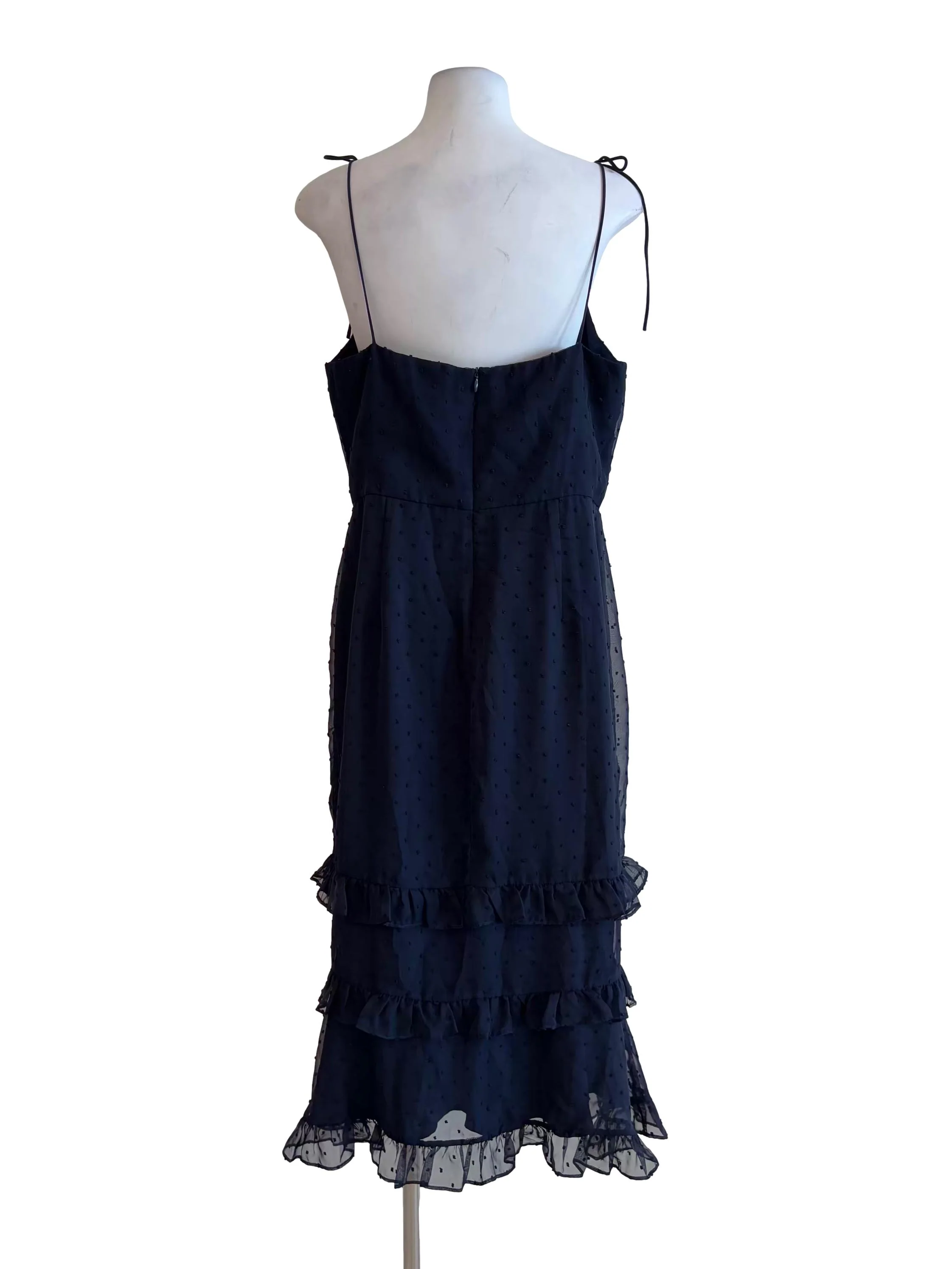 Navy Blue Textured Pencil Dress - Image 2