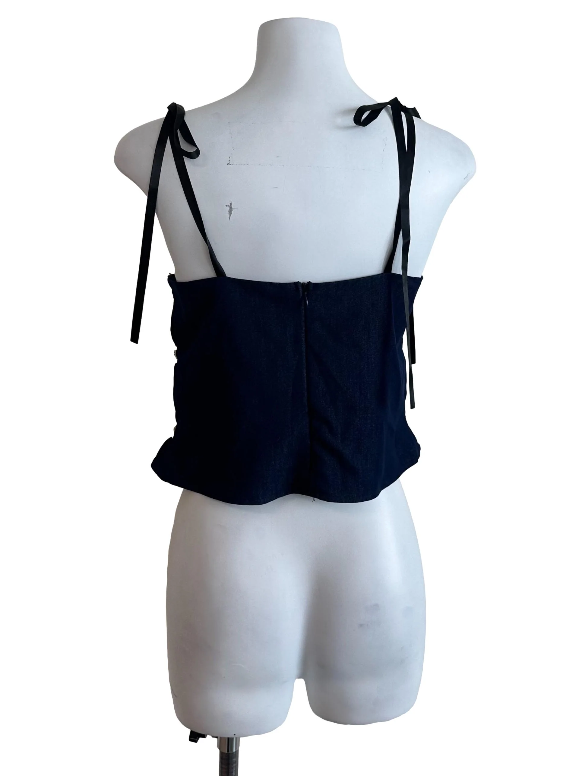Navy Blue Tiered Ribbon Top - Image 2