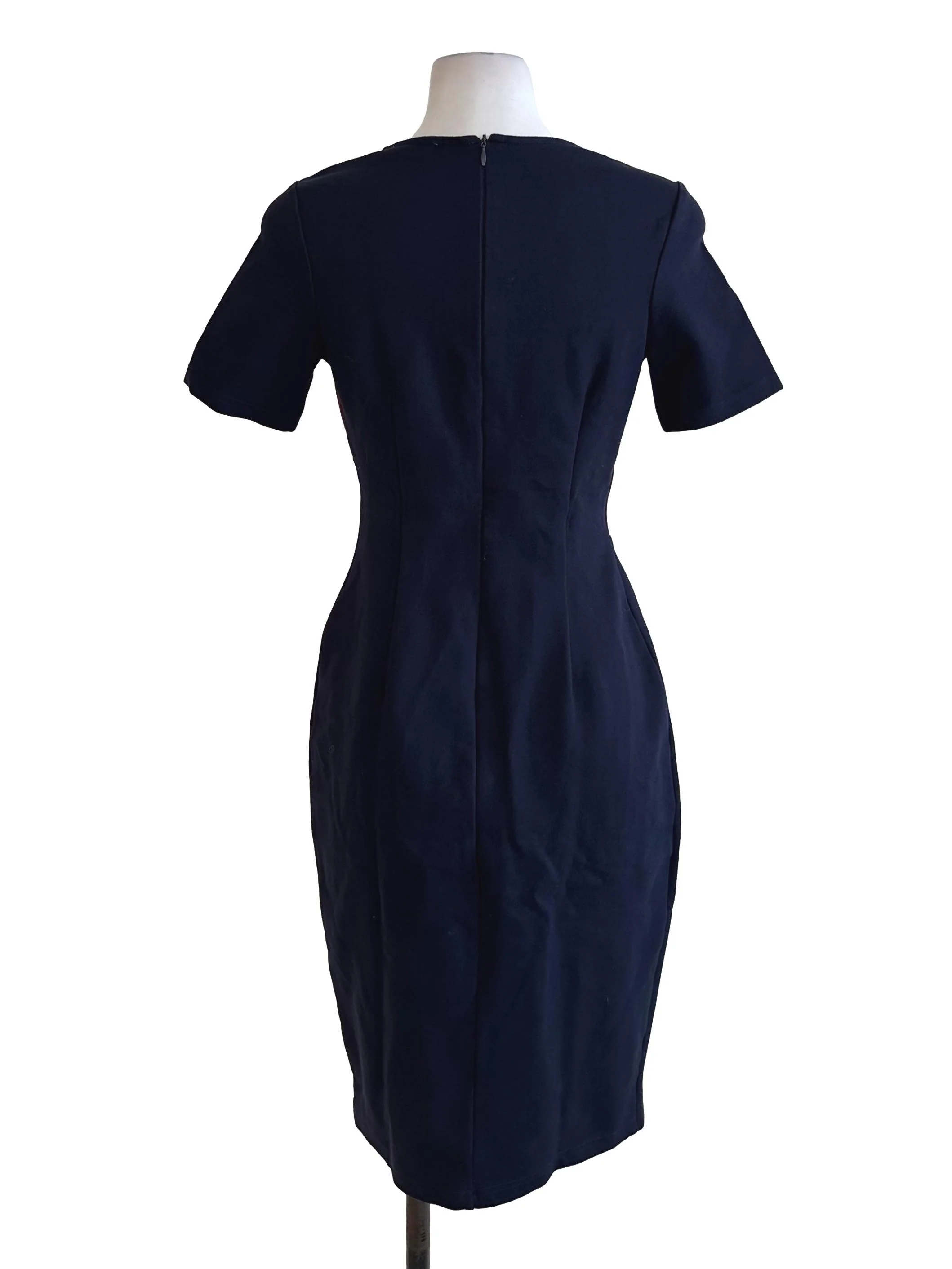 Navy Blue V Neck Sheath Dress LB - Image 2