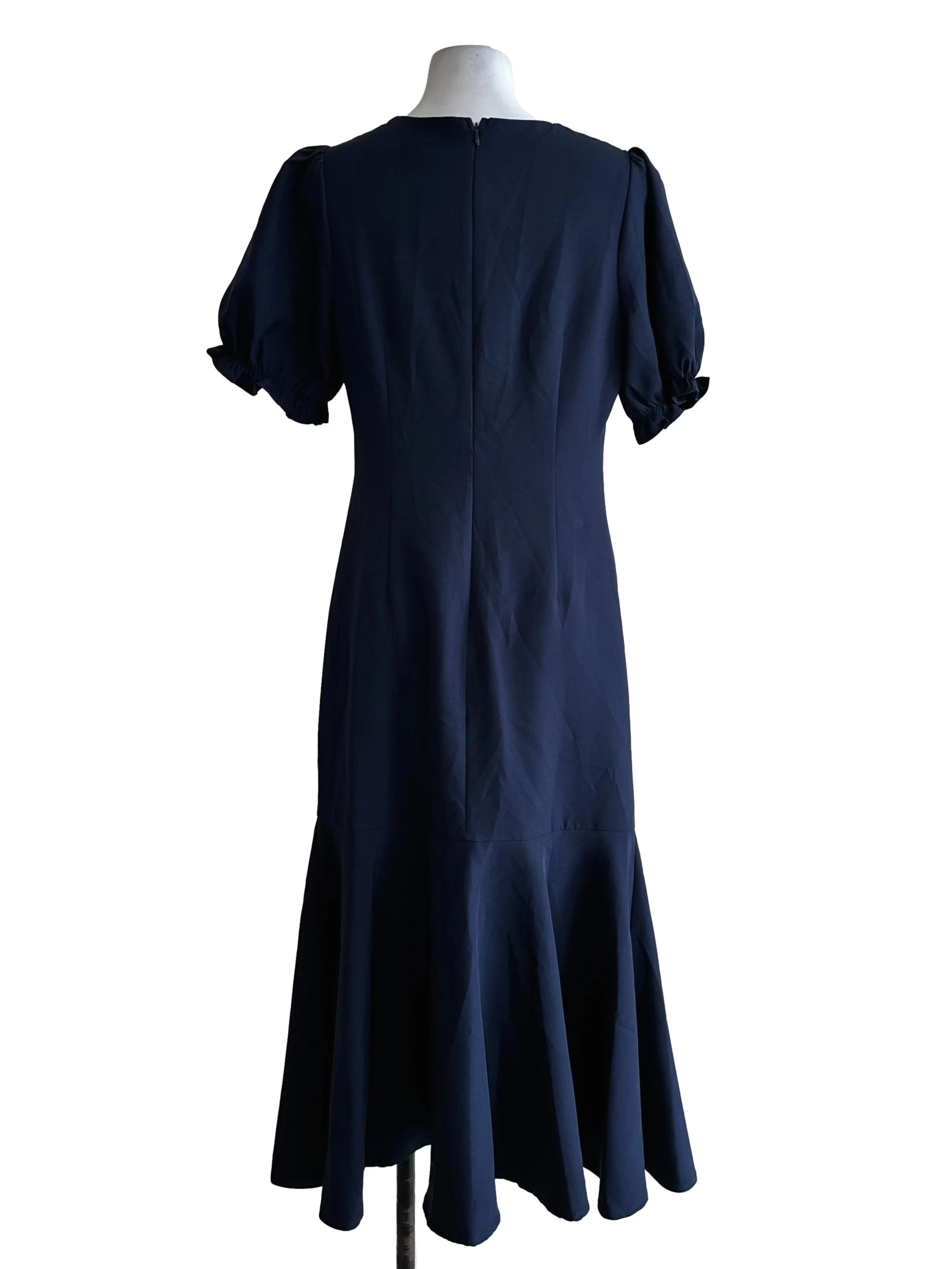 Navy Blue V Neckline Long Dress - Image 2