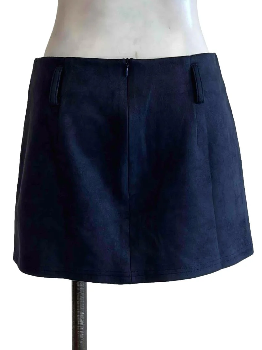 Navy Blue Velvet Mini Skirt - Image 2