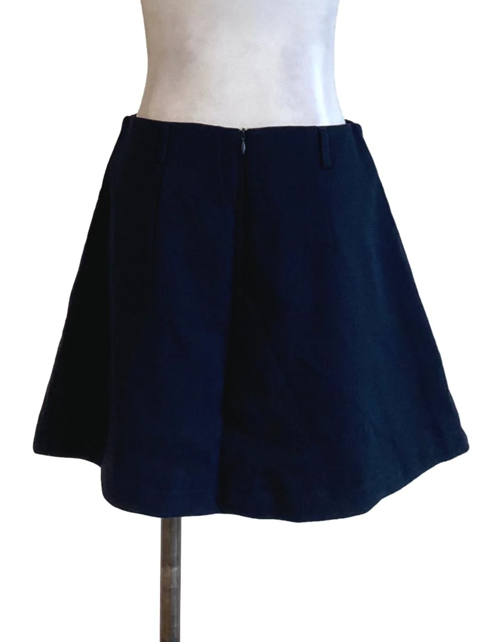 Navy Blue Zip Up Mini A-Line Skirt - Image 2
