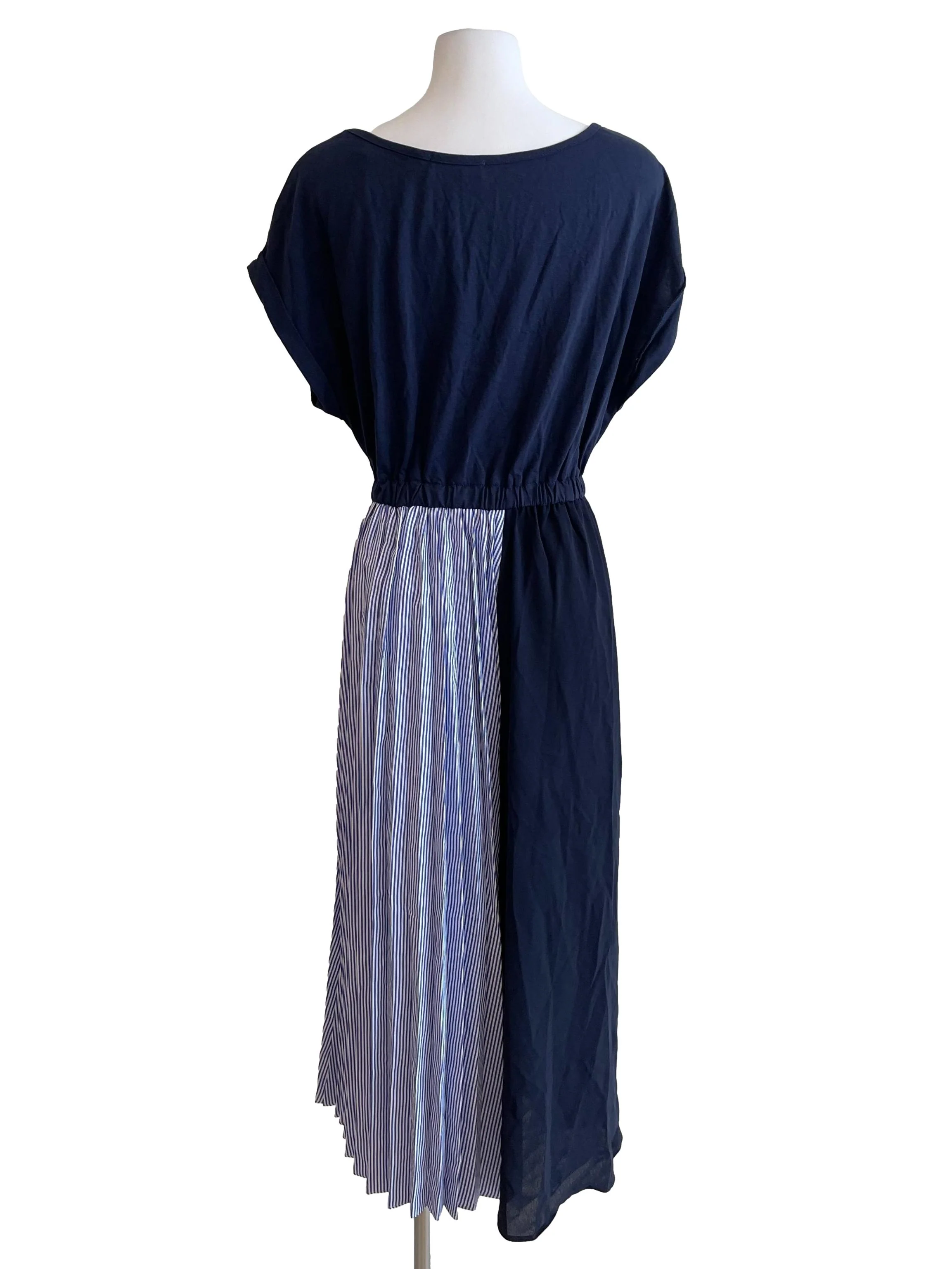 Navy Candy Stripe Drop Shoulder Dress - Image 2