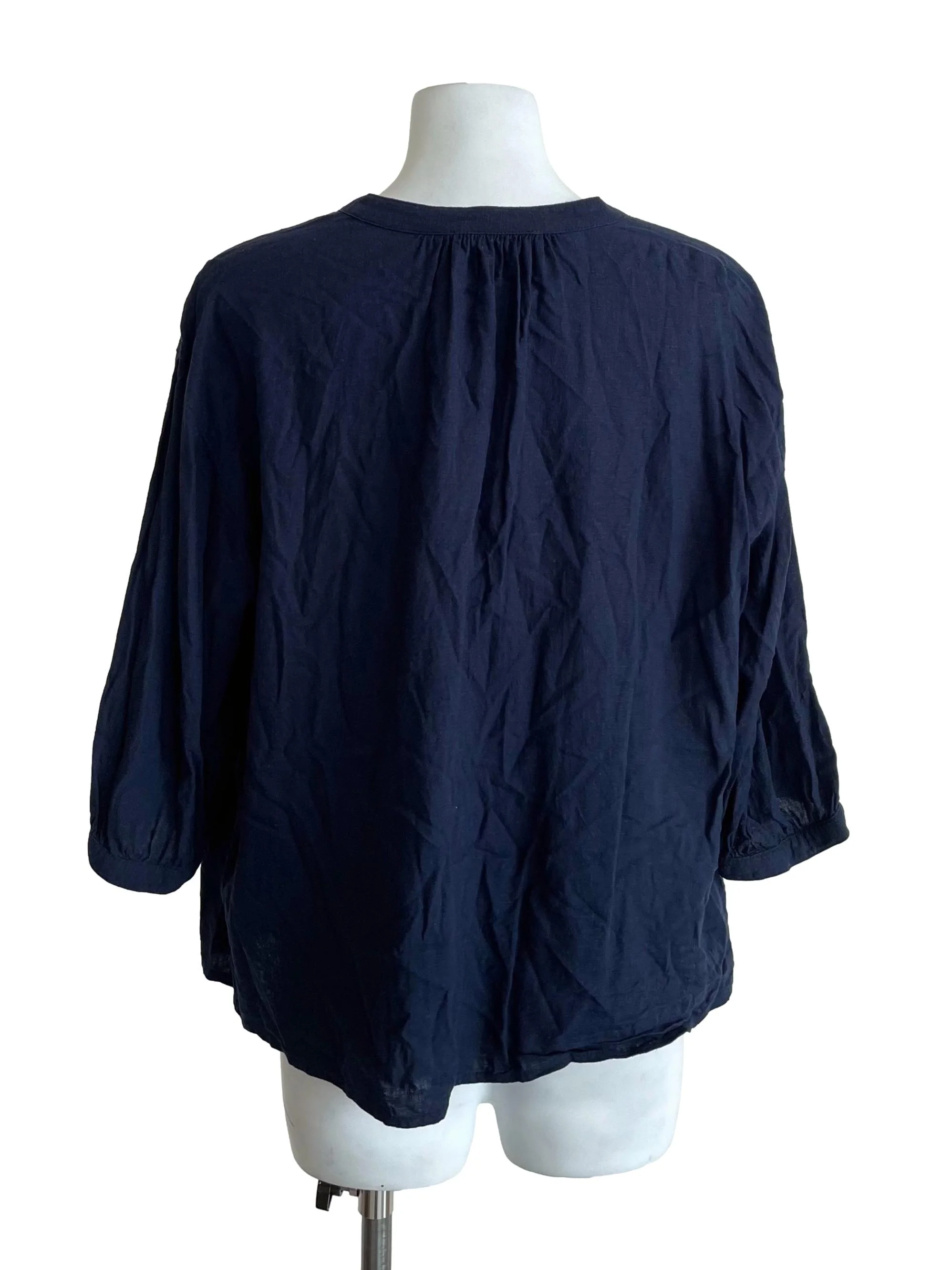 Navy Draped Peasant Top - Image 2