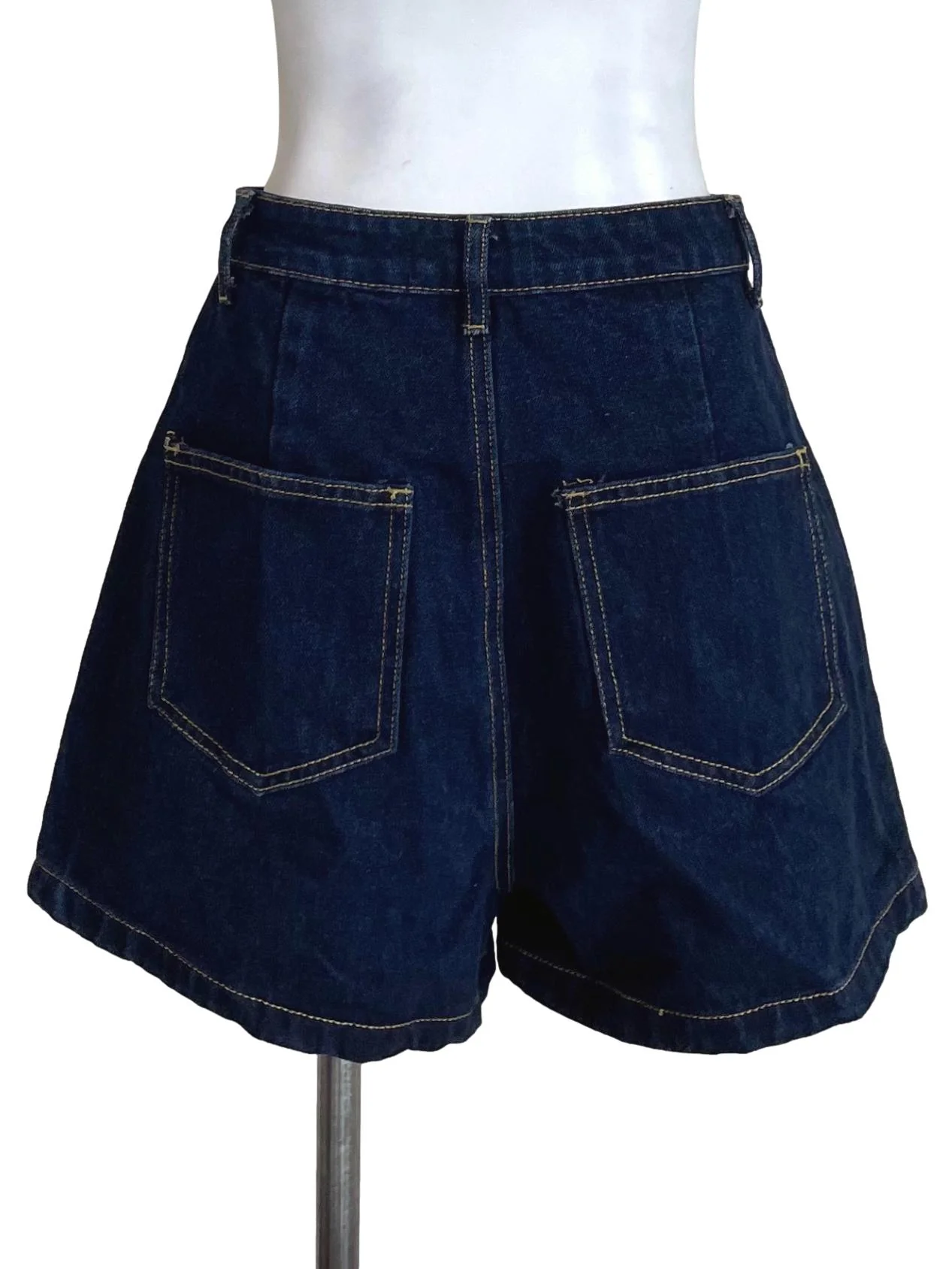 Navy Jeans Contrast Stitch Shorts TTR - Image 2