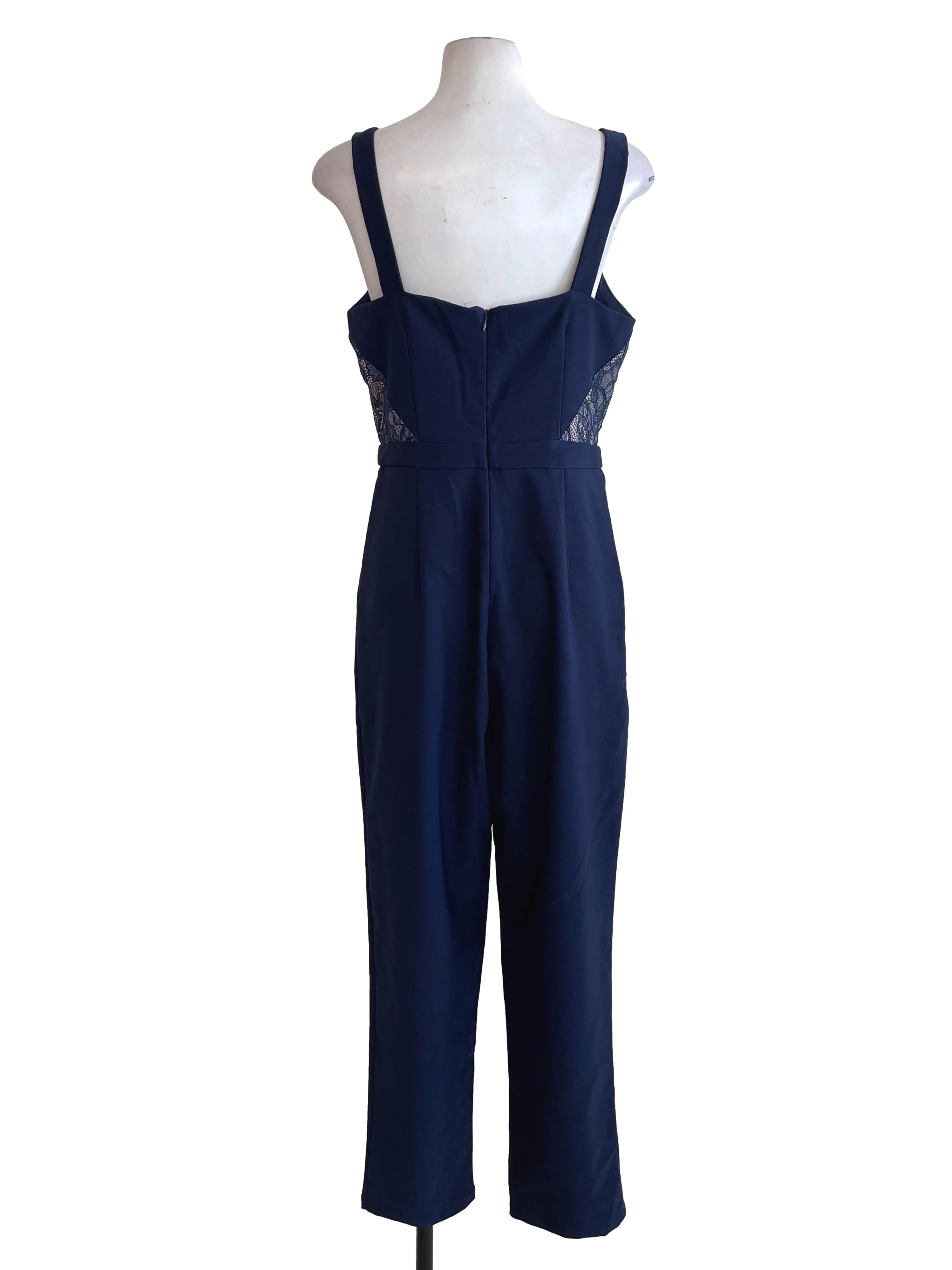 Navy Lace V Neck Formal Jumpsuit - Image 2