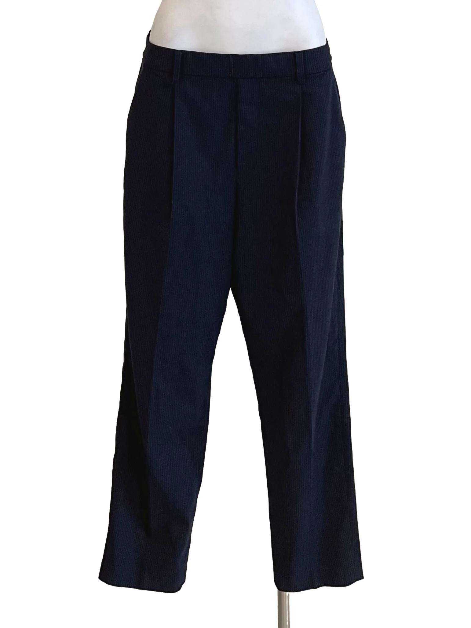 Navy Pinstripe Formal Trousers