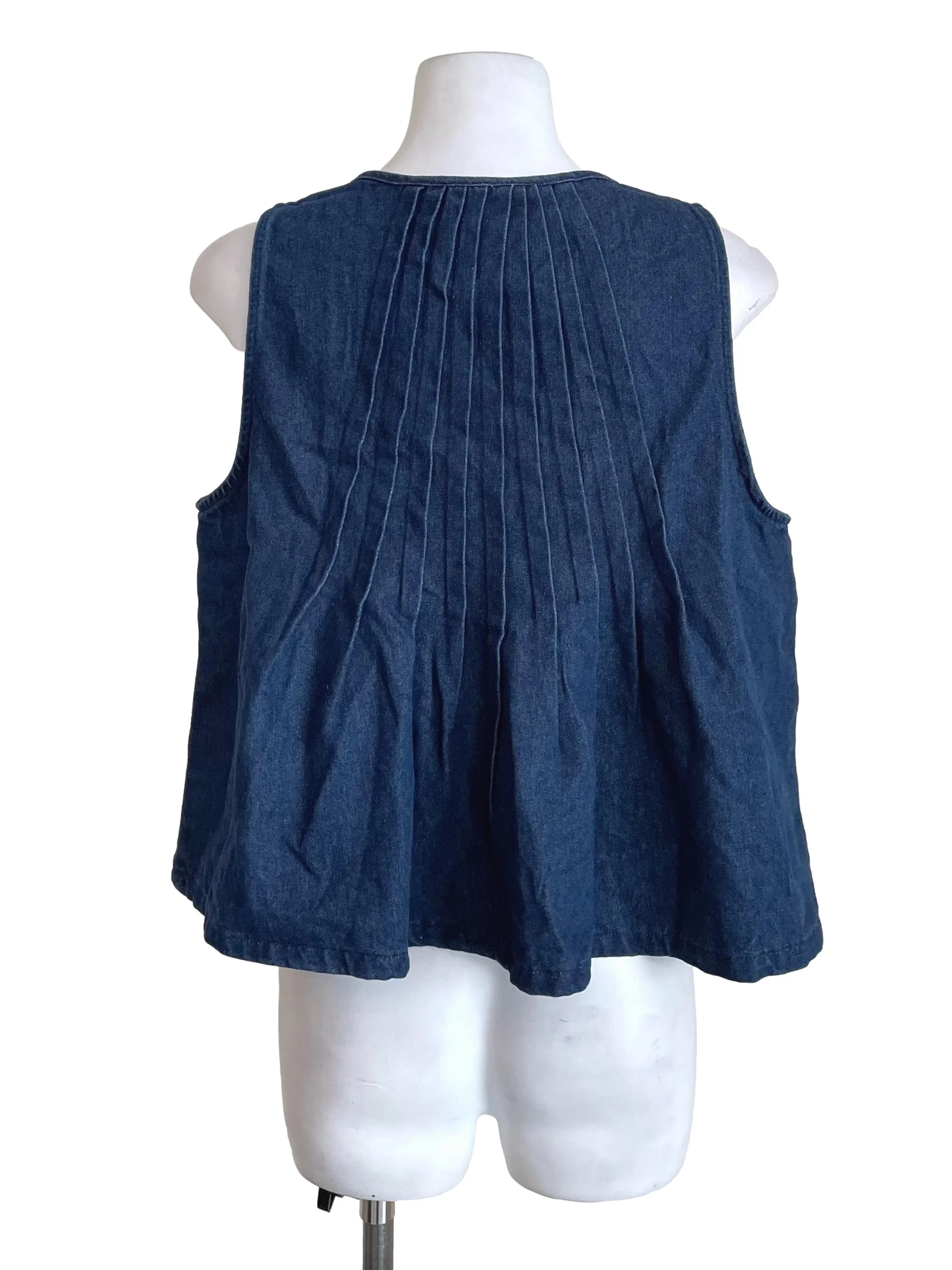Navy Pleated Denim Tent Top - Image 2