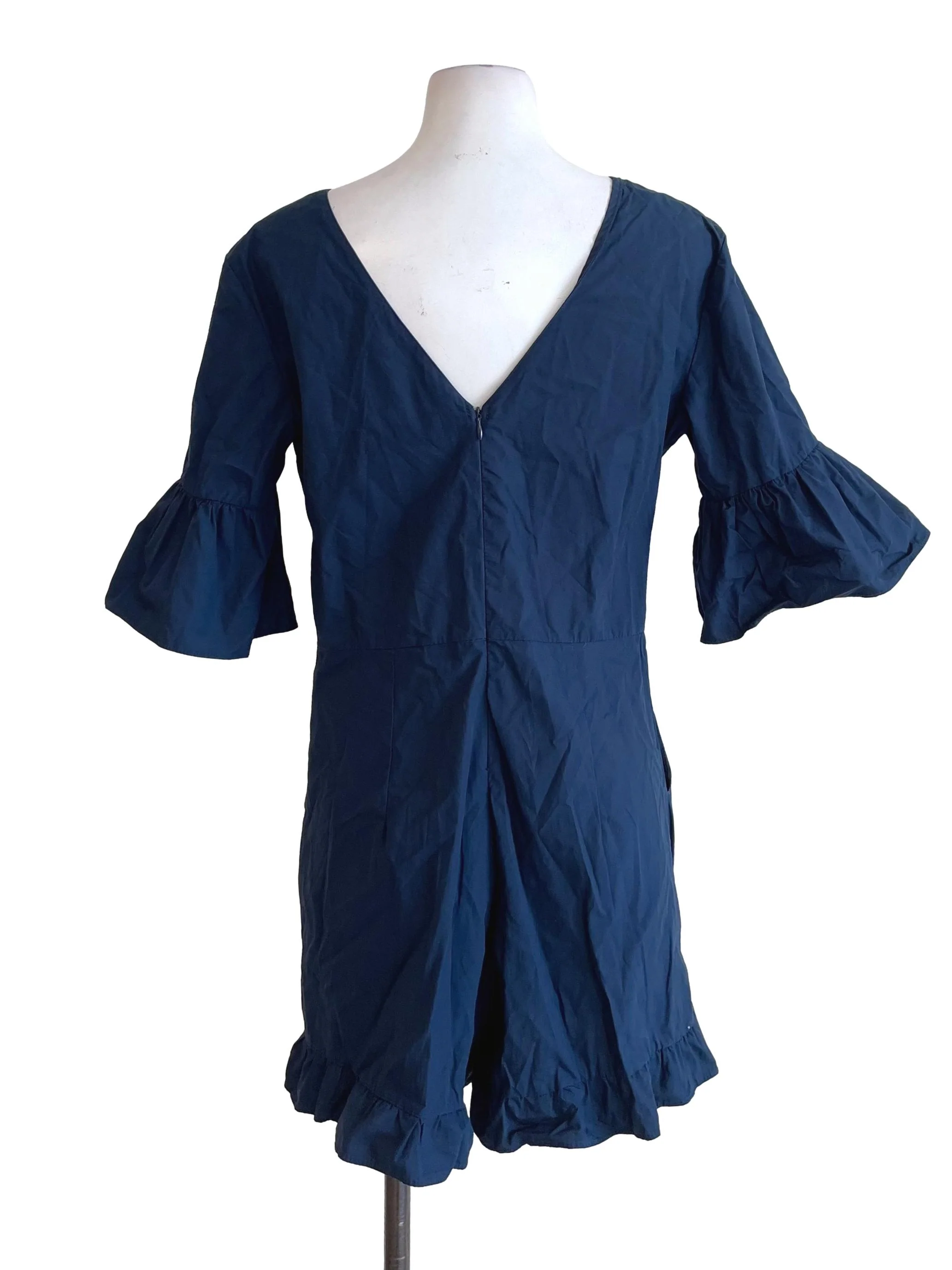 Navy Ruffled Boat Neck Romper TEM - Image 2