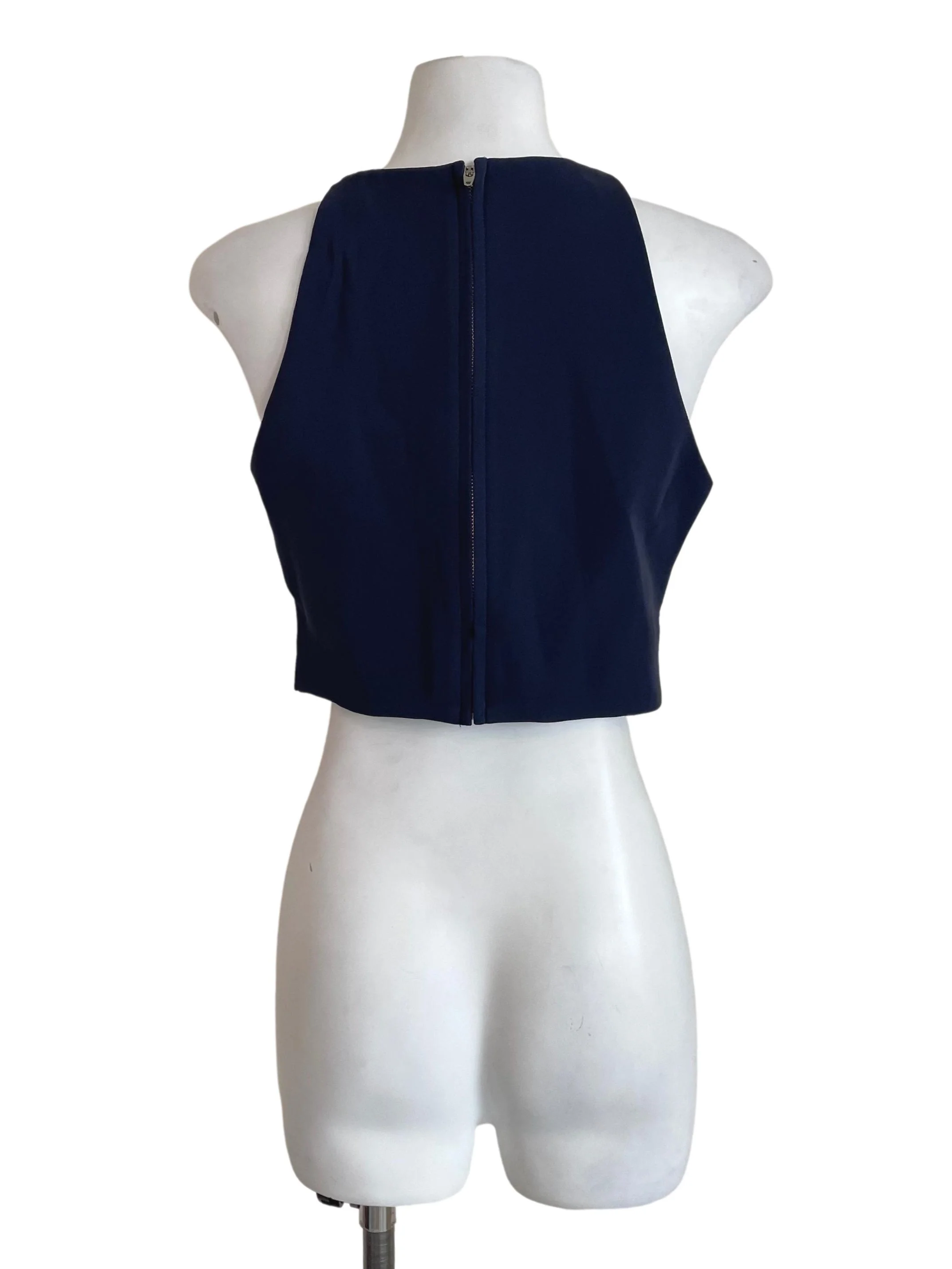 Navy Sleeveless Crop Top - Image 2
