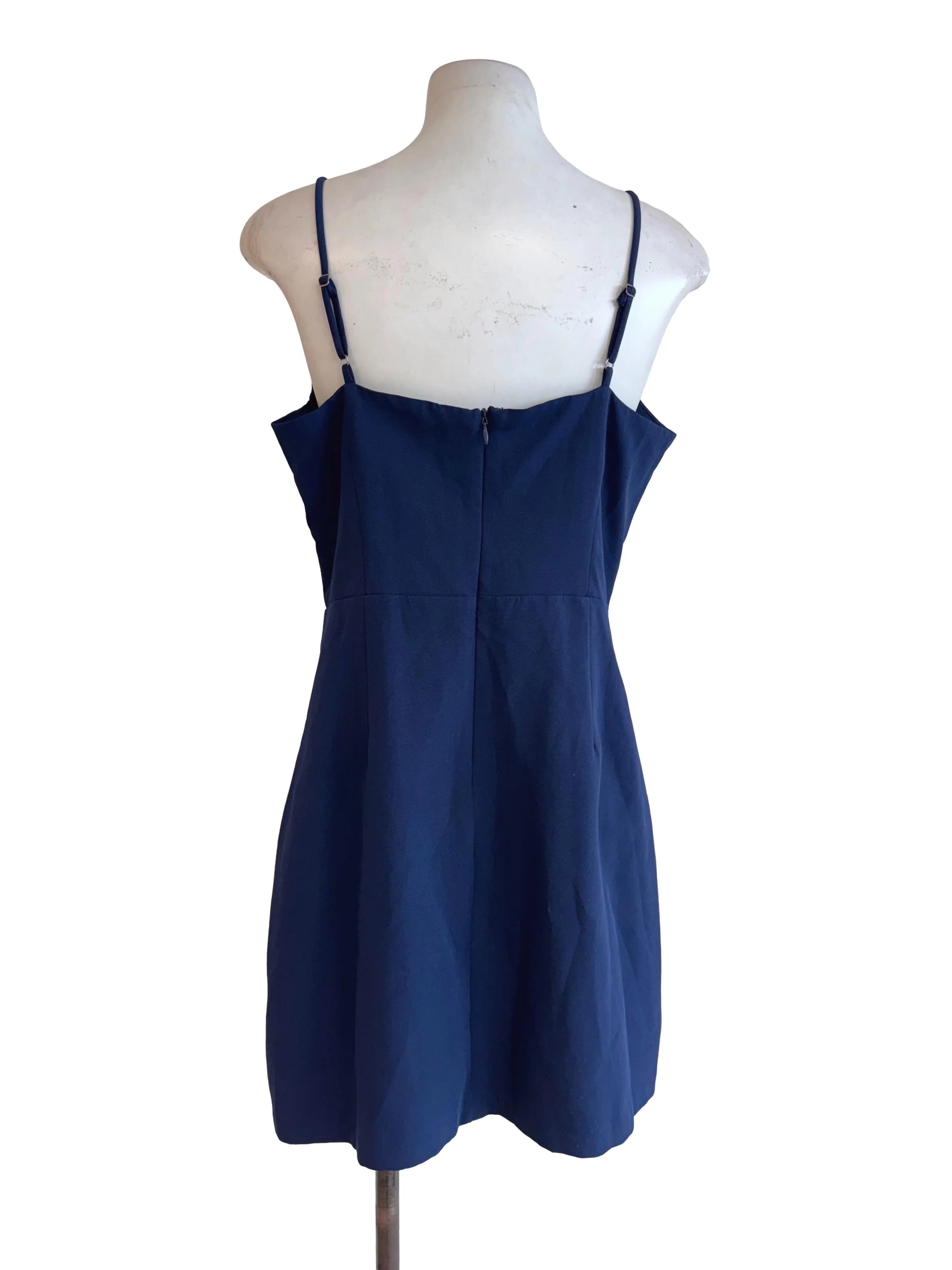 Navy Spaghetti Strap Mini Dress With Front Cutout - Image 2